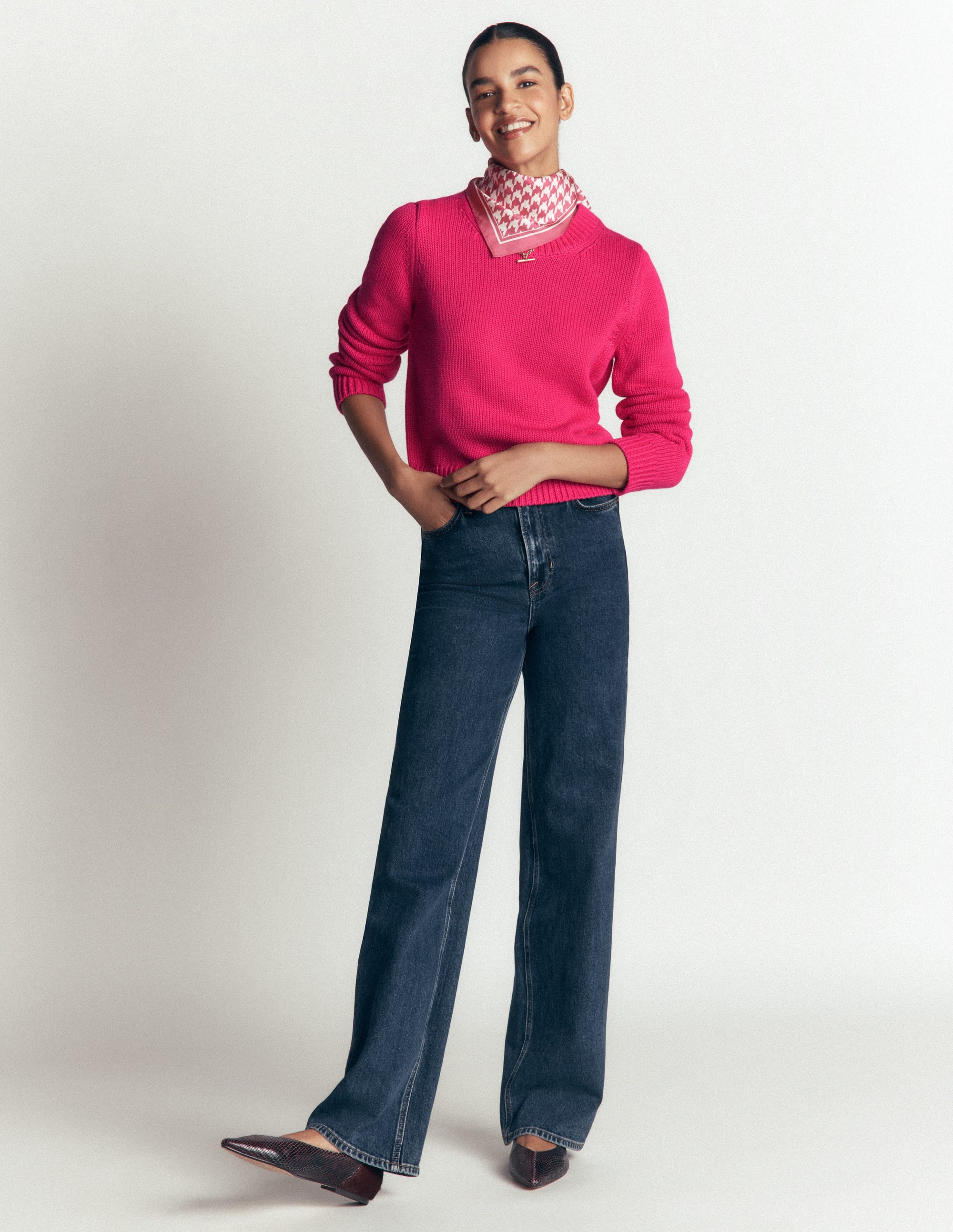 Lucy Chunky Cotton Sweater-Pink peacock - Image 3