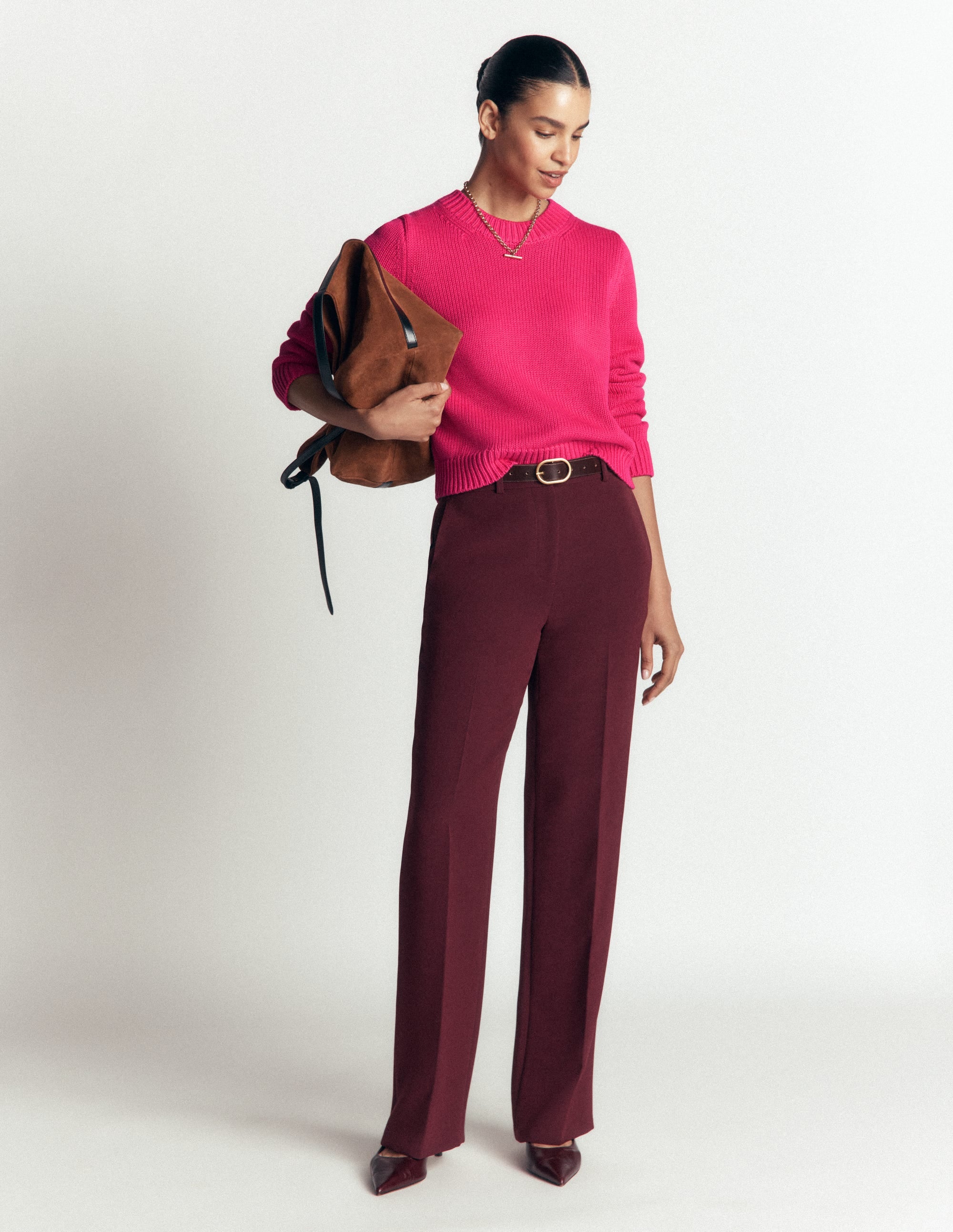 Lucy Chunky Cotton Sweater-Pink peacock - Image 4