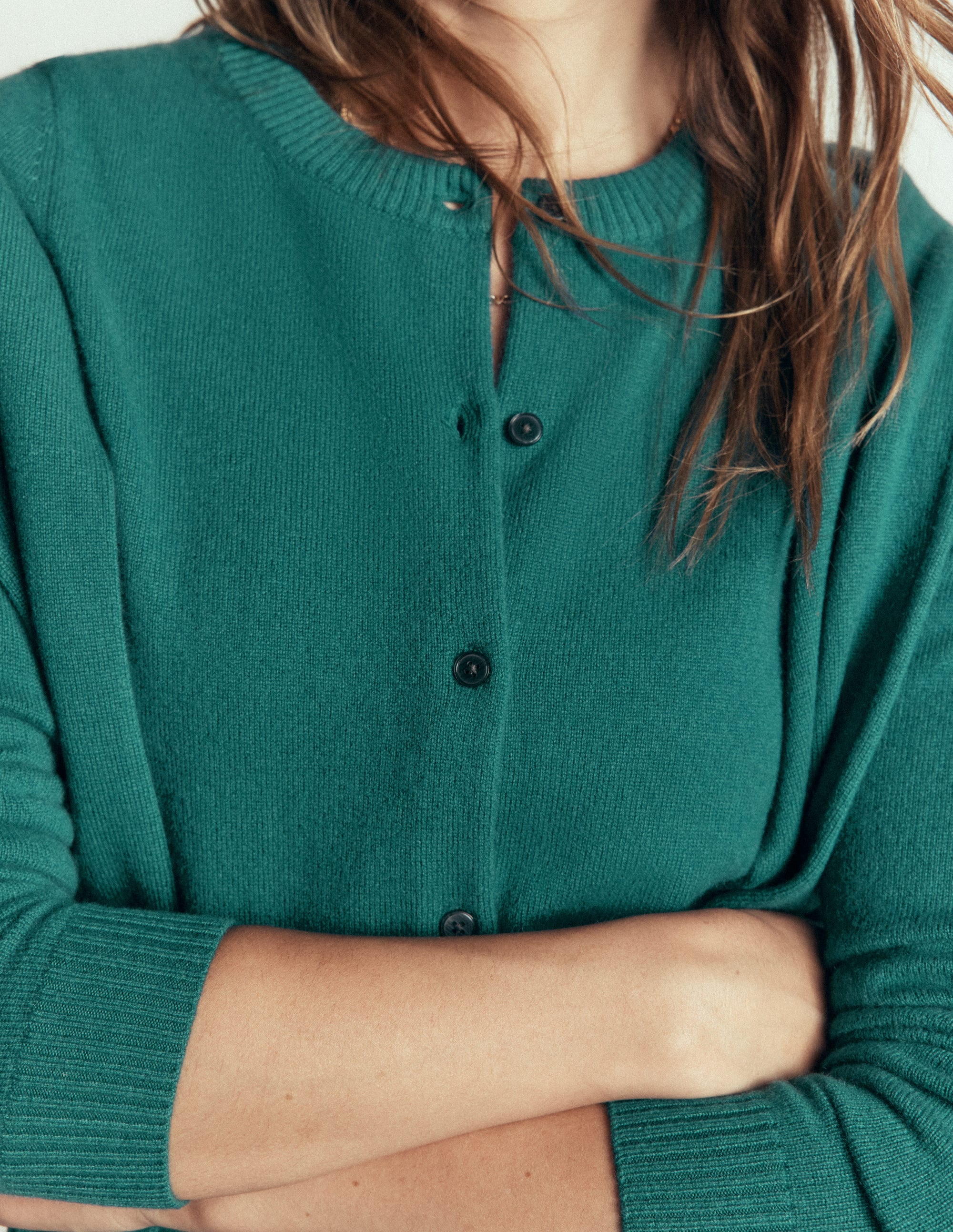 Elsie Cashmere Crew Cardigan-Deep Sea Depths - Image 2