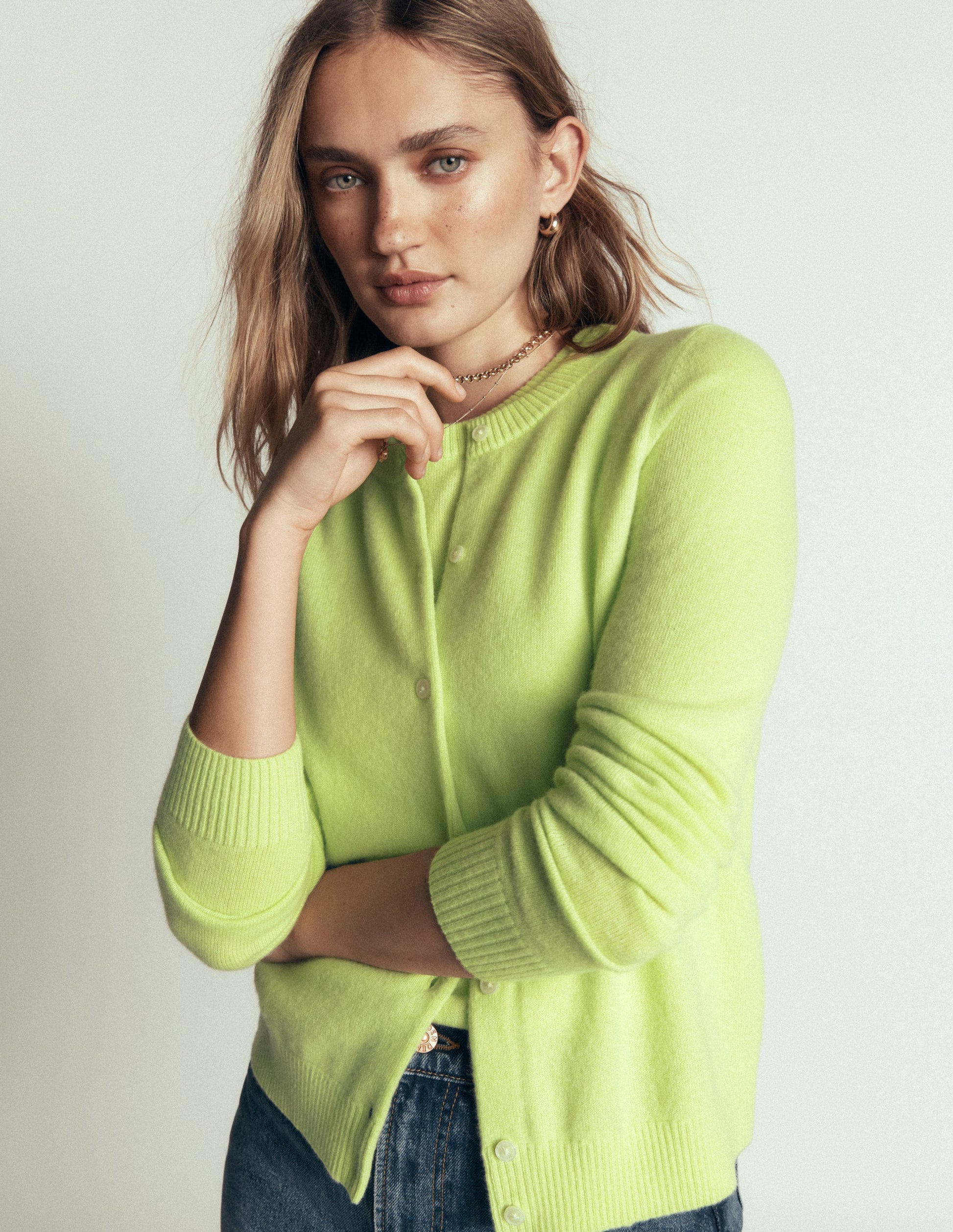 Elsie Cashmere Crew Cardigan-Sweet Mint-6