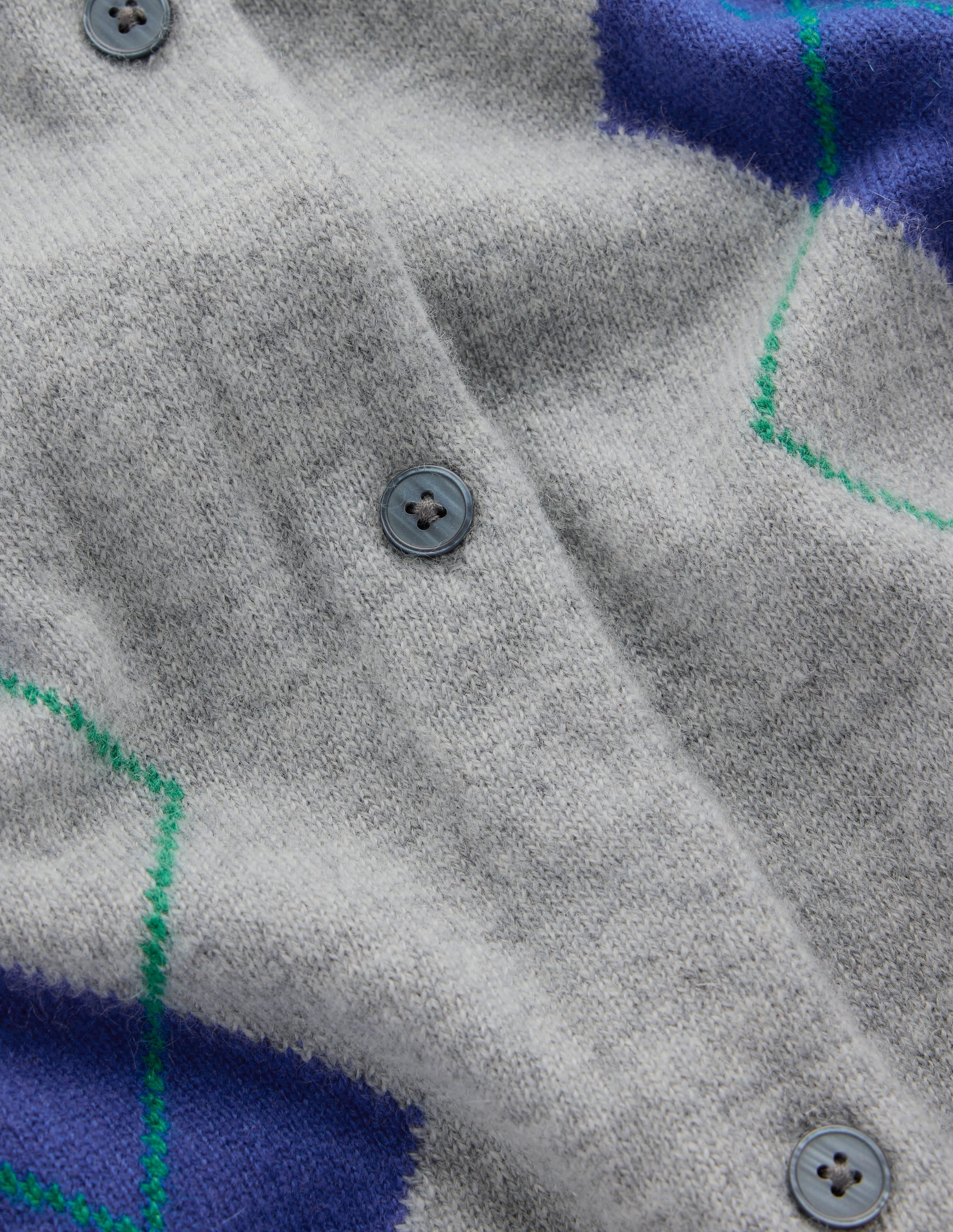 Elsie Cashmere Crew Cardigan-Grey Argyle - Image 7