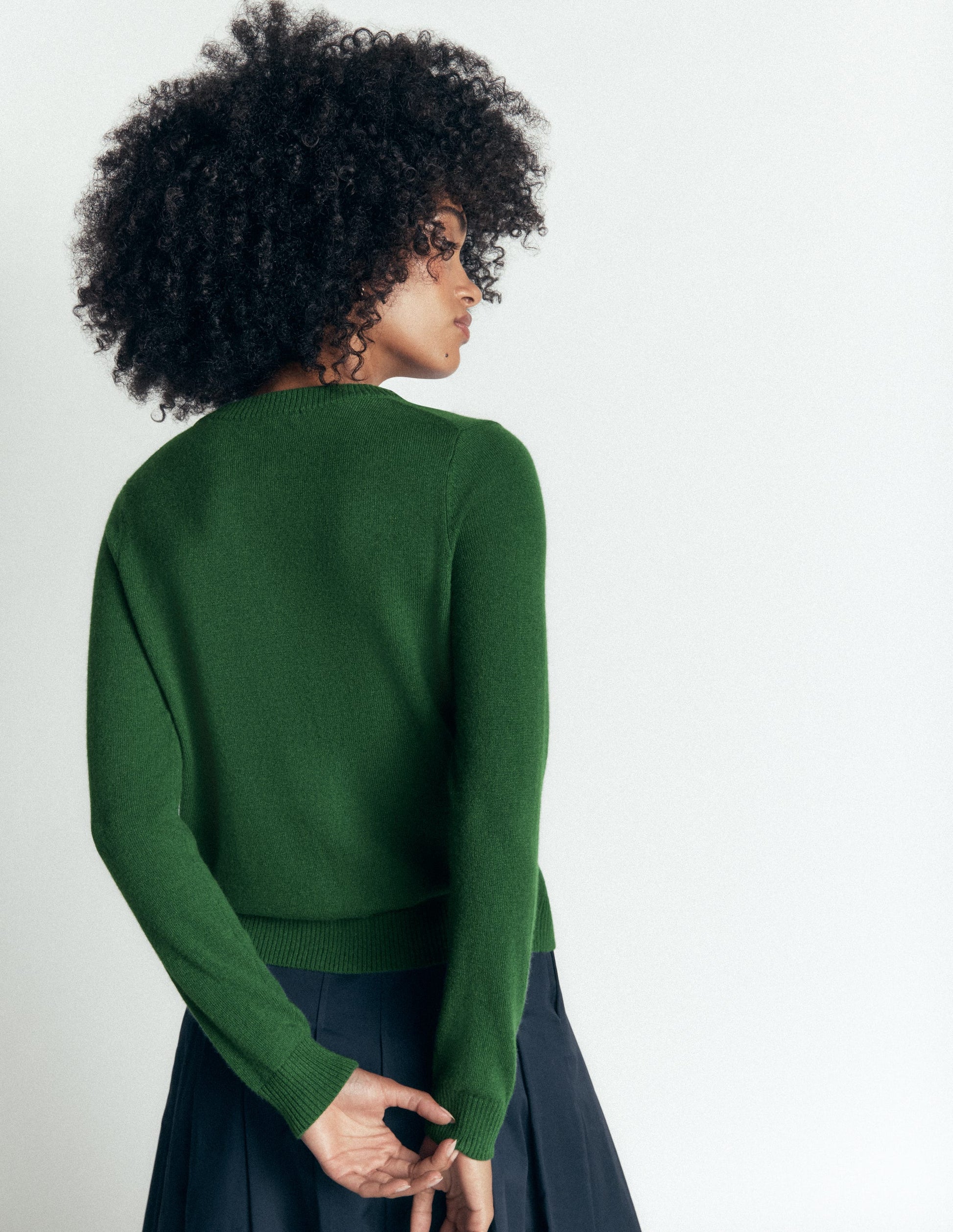 Elsie Cashmere Crew Cardigan-Fresh Green-3