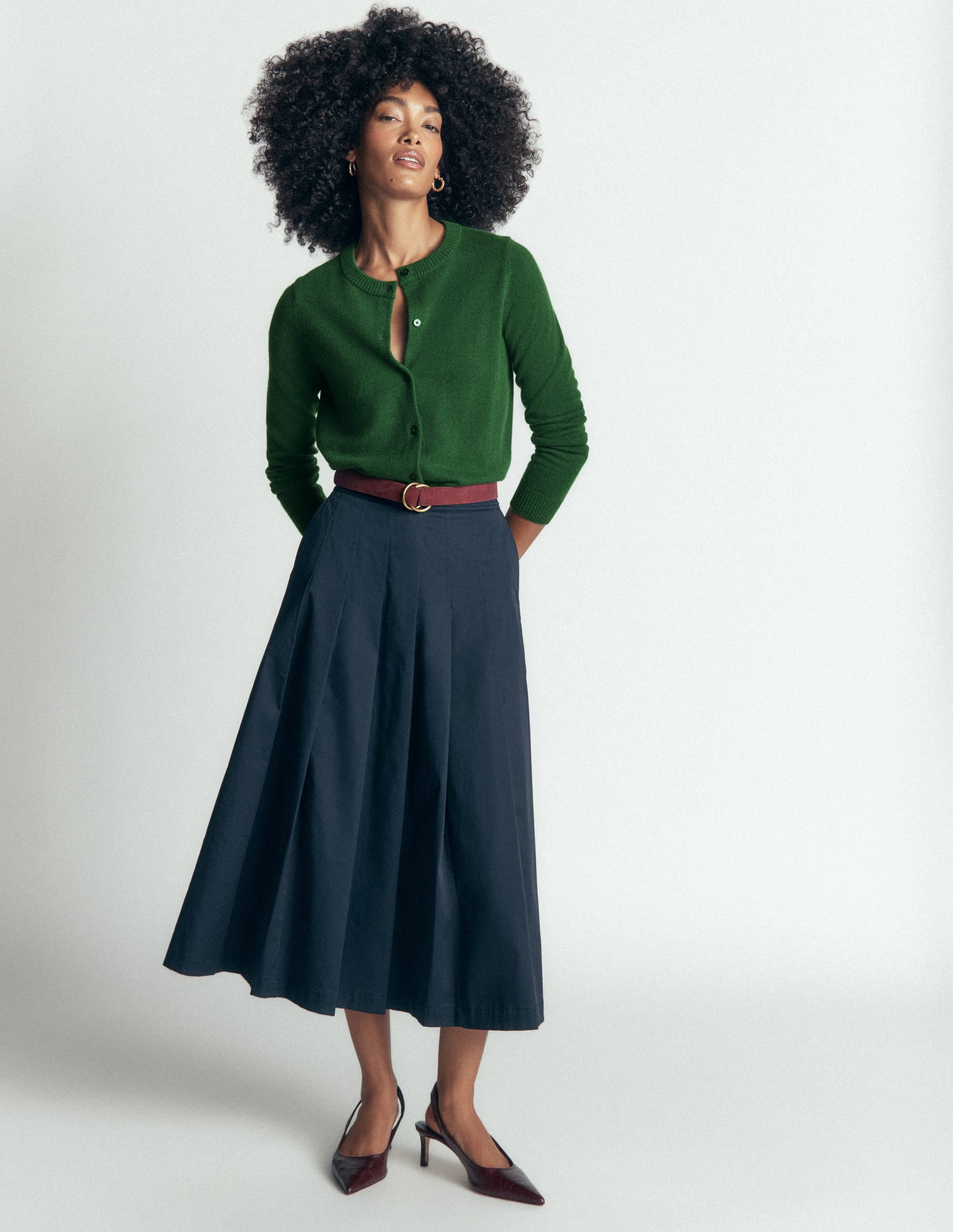 Elsie Cashmere Crew Cardigan-Fresh Green - Image 4