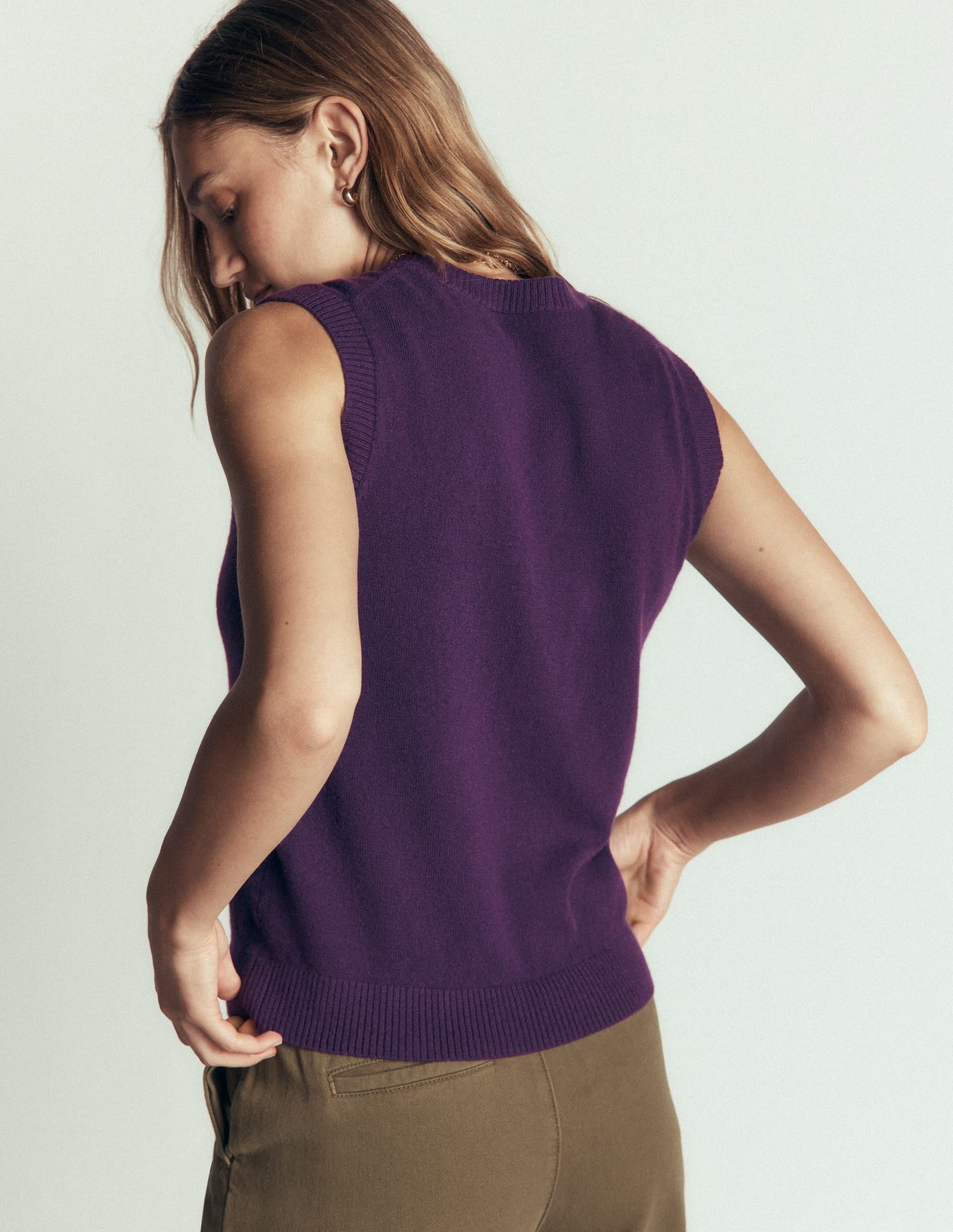 Elsie Cashmere Tank-Deep Grape - Image 3