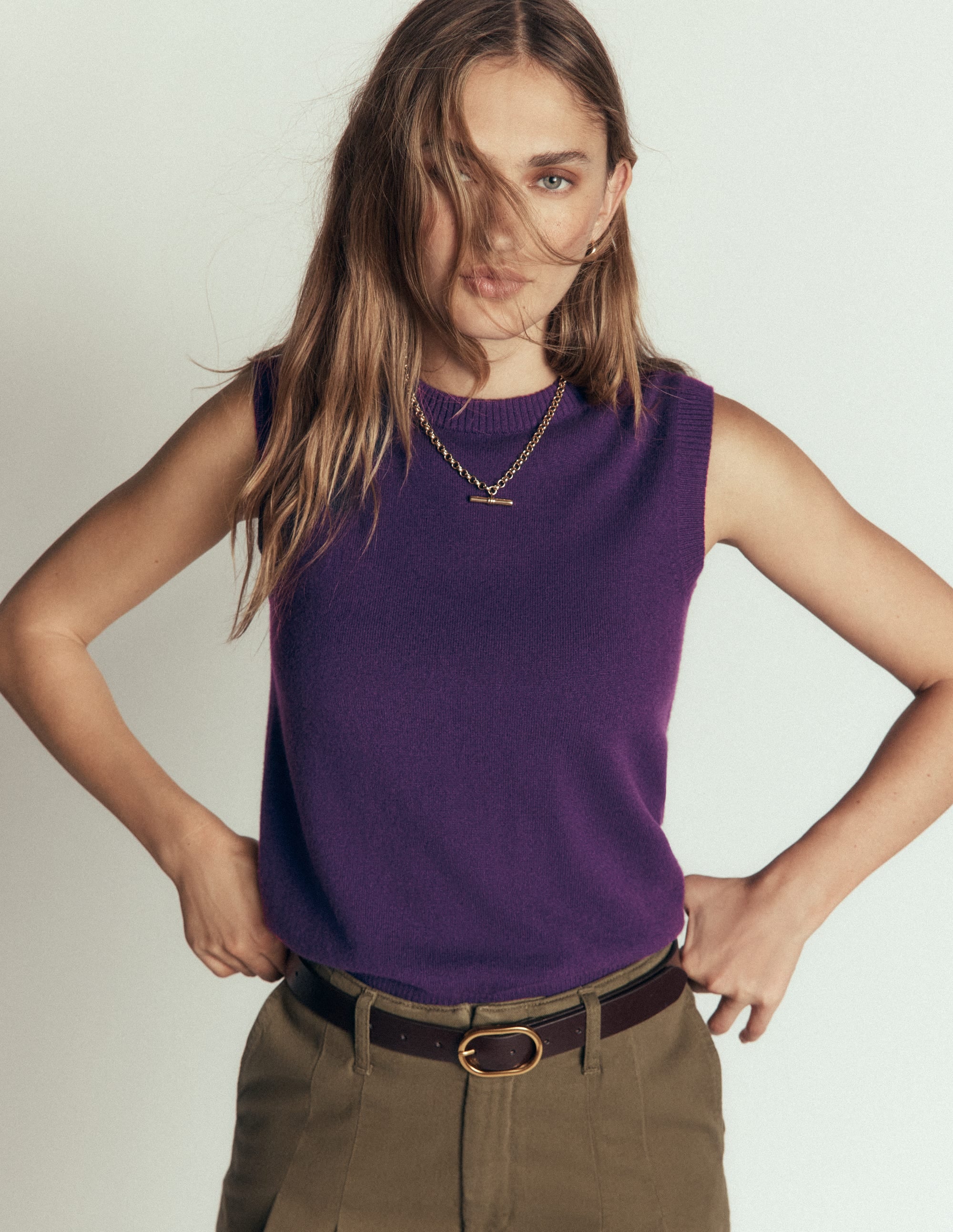 Elsie Cashmere Tank-Deep Grape - Image 6