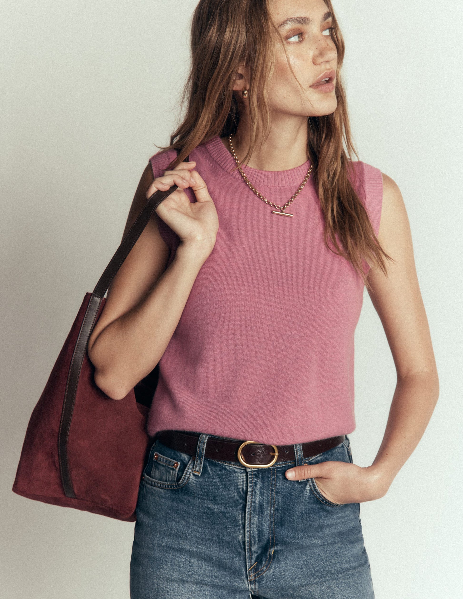 Elsie Cashmere Tank-Pink Heather-1