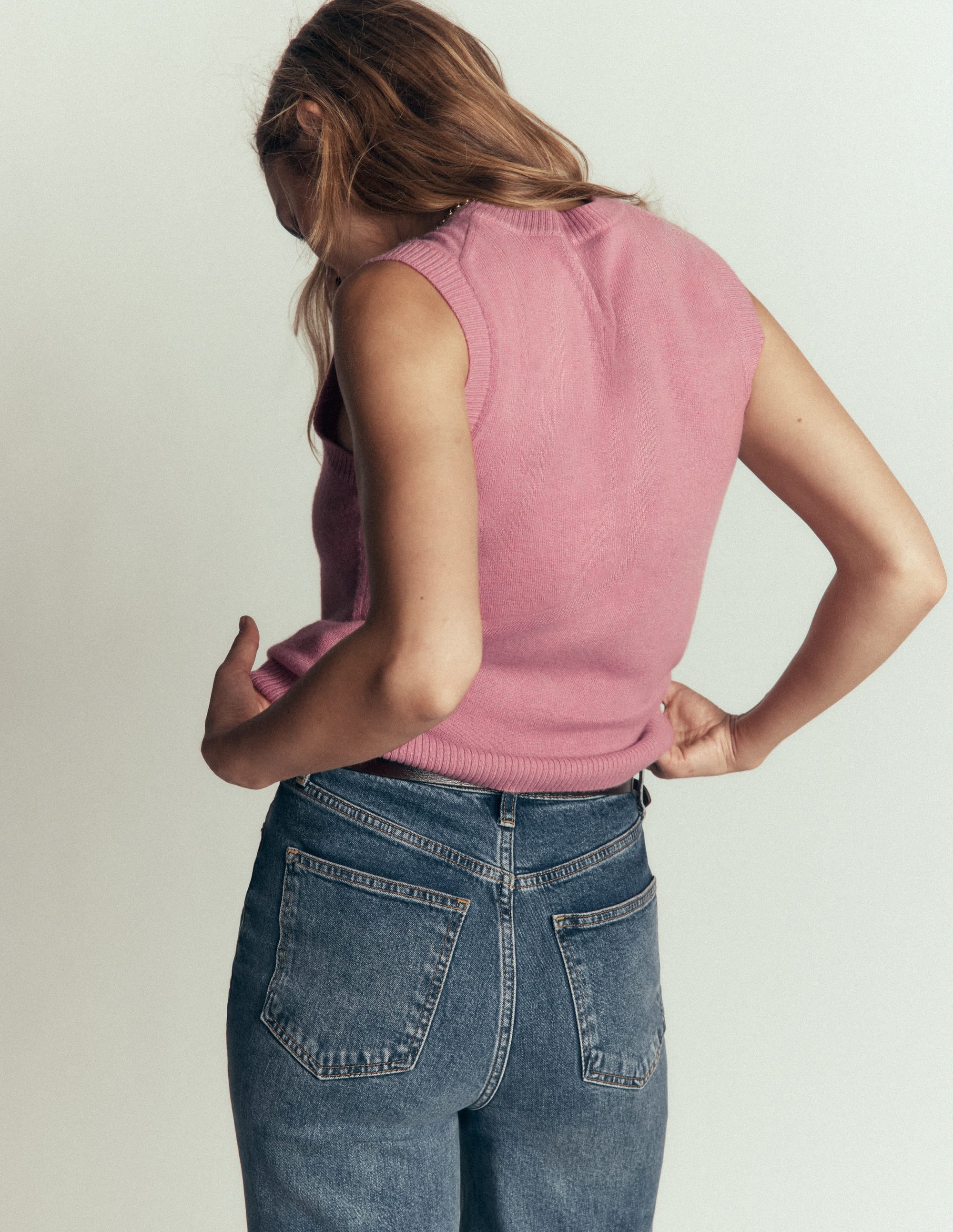 Elsie Cashmere Tank-Pink Heather - Image 3