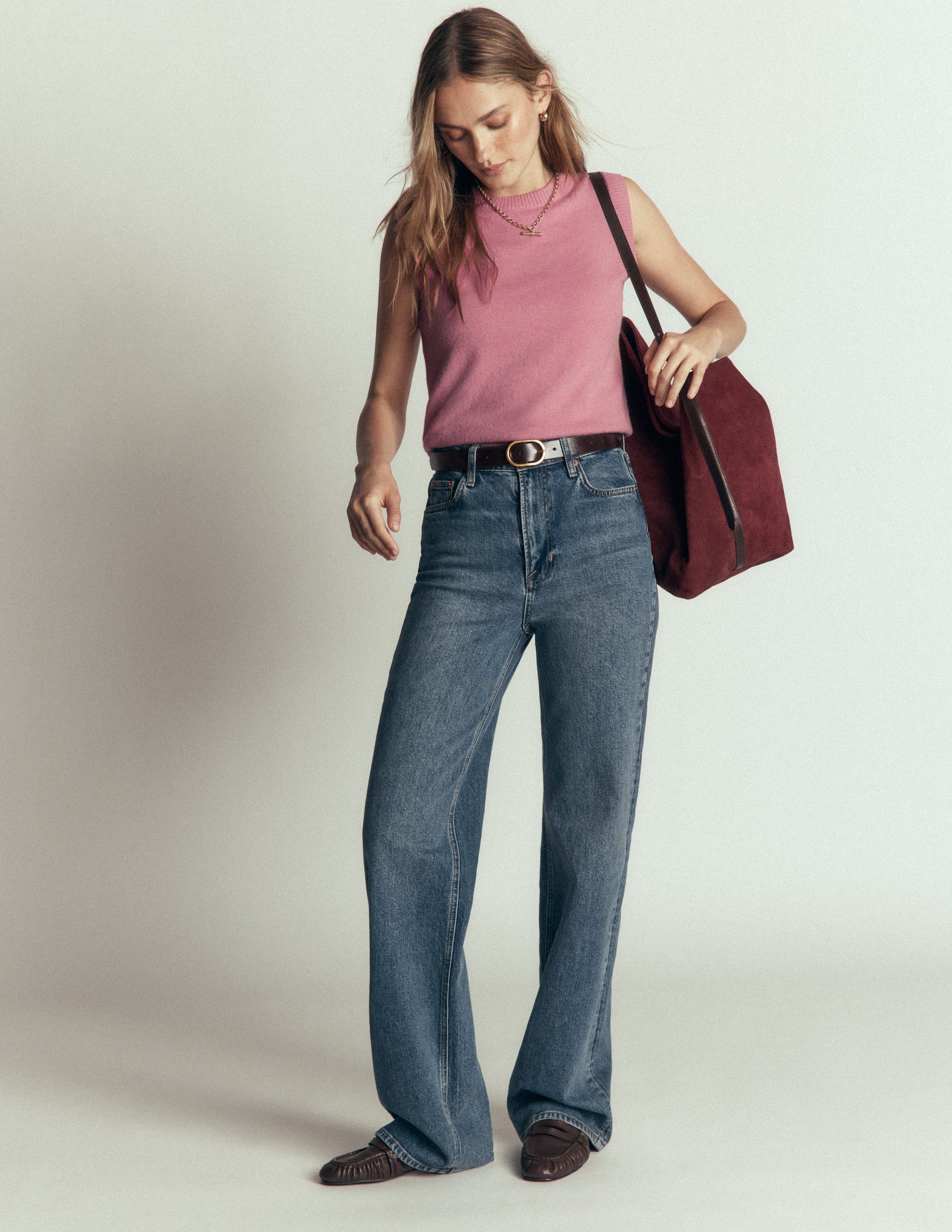 Elsie Cashmere Tank-Pink Heather-4