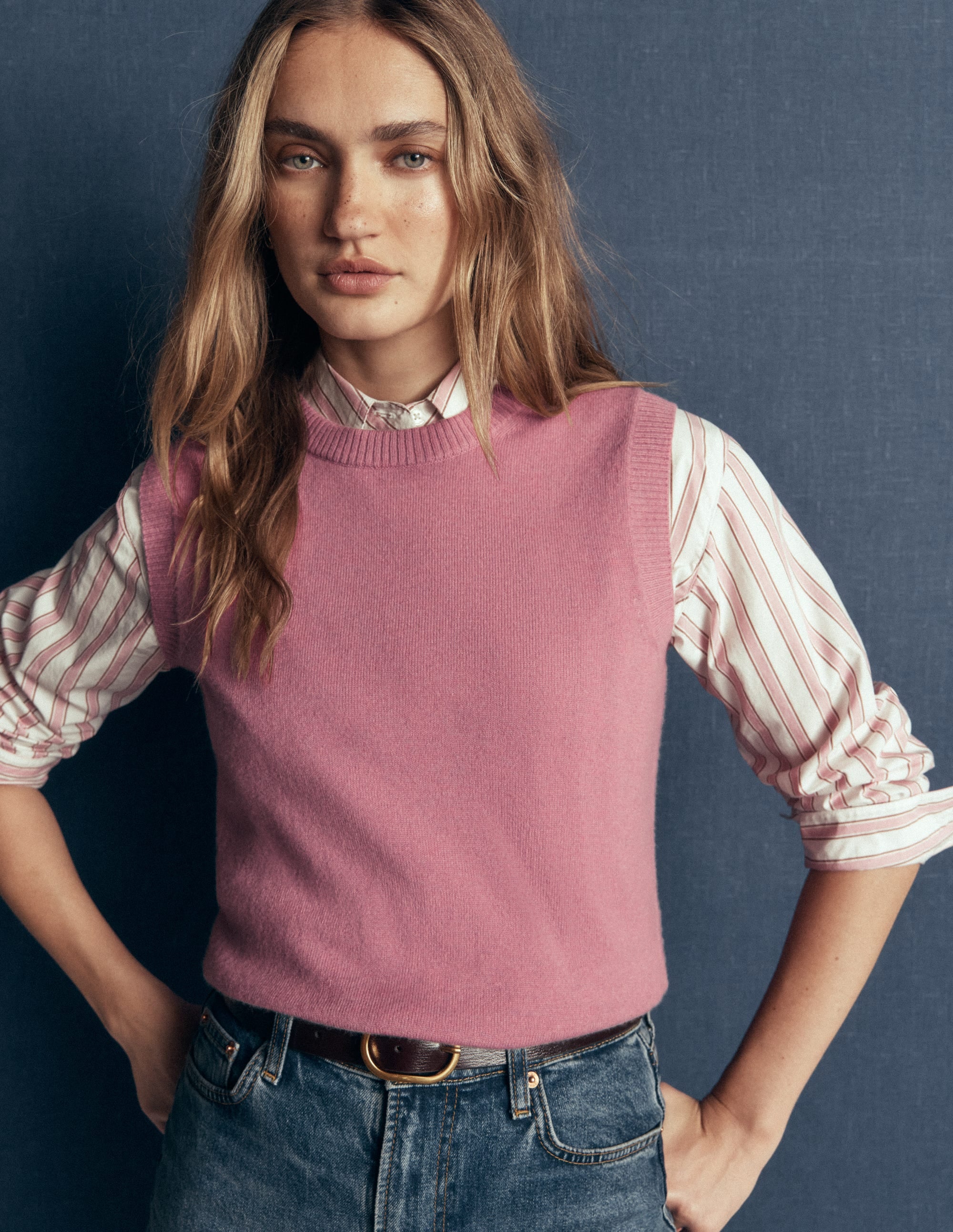 Elsie Cashmere Tank-Pink Heather - Image 5