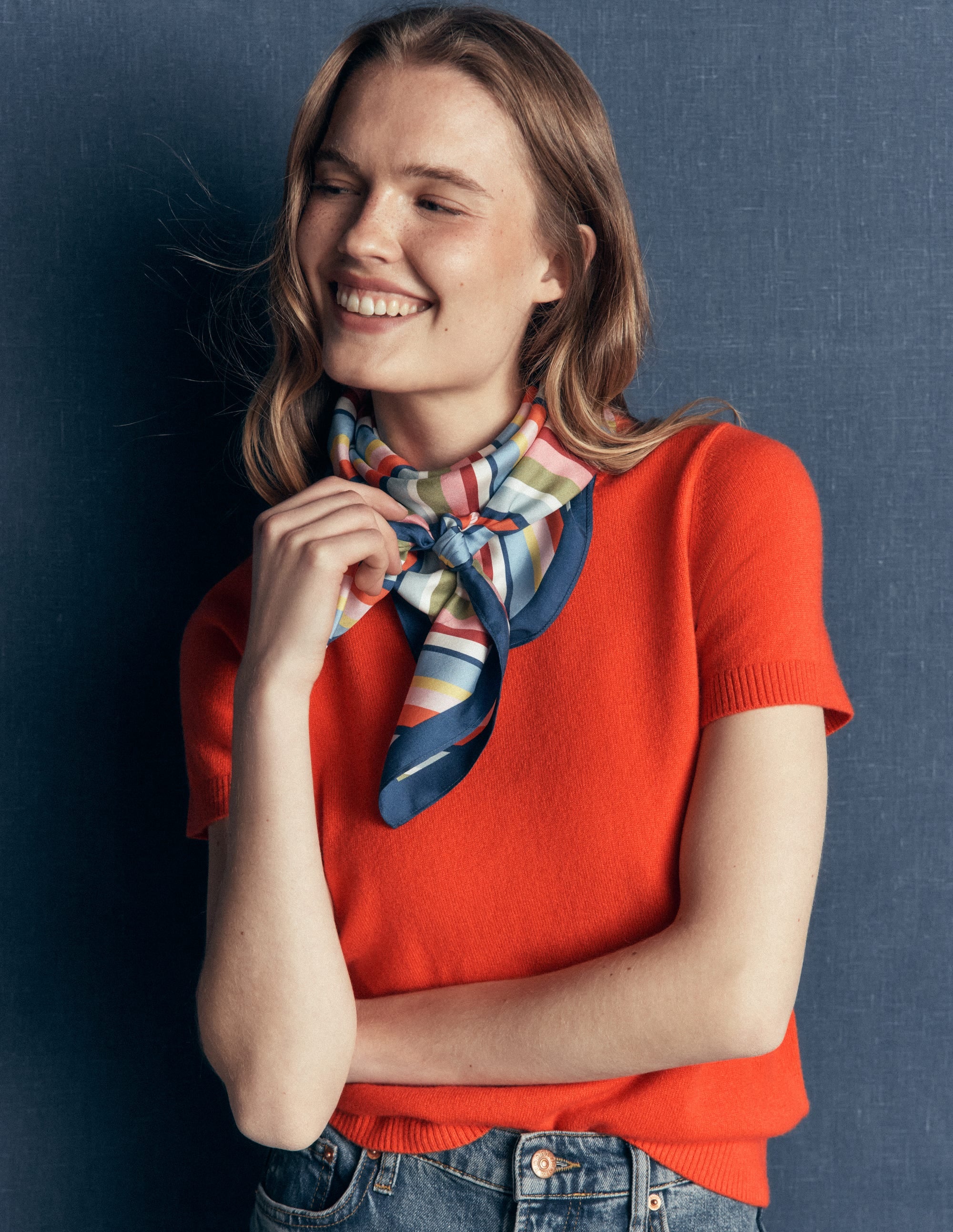 Elsie Cashmere Crew T-shirt-Orange Lily - Image 2
