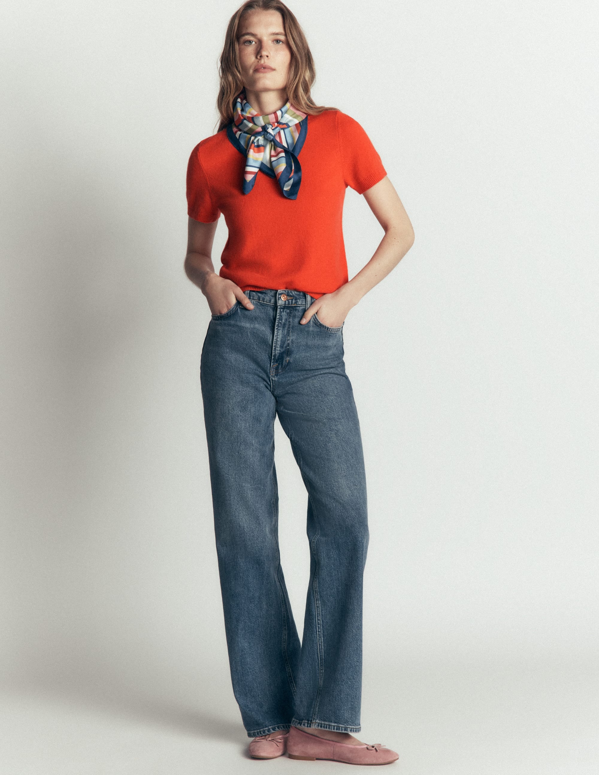 Elsie Cashmere Crew T-shirt-Orange Lily - Image 5