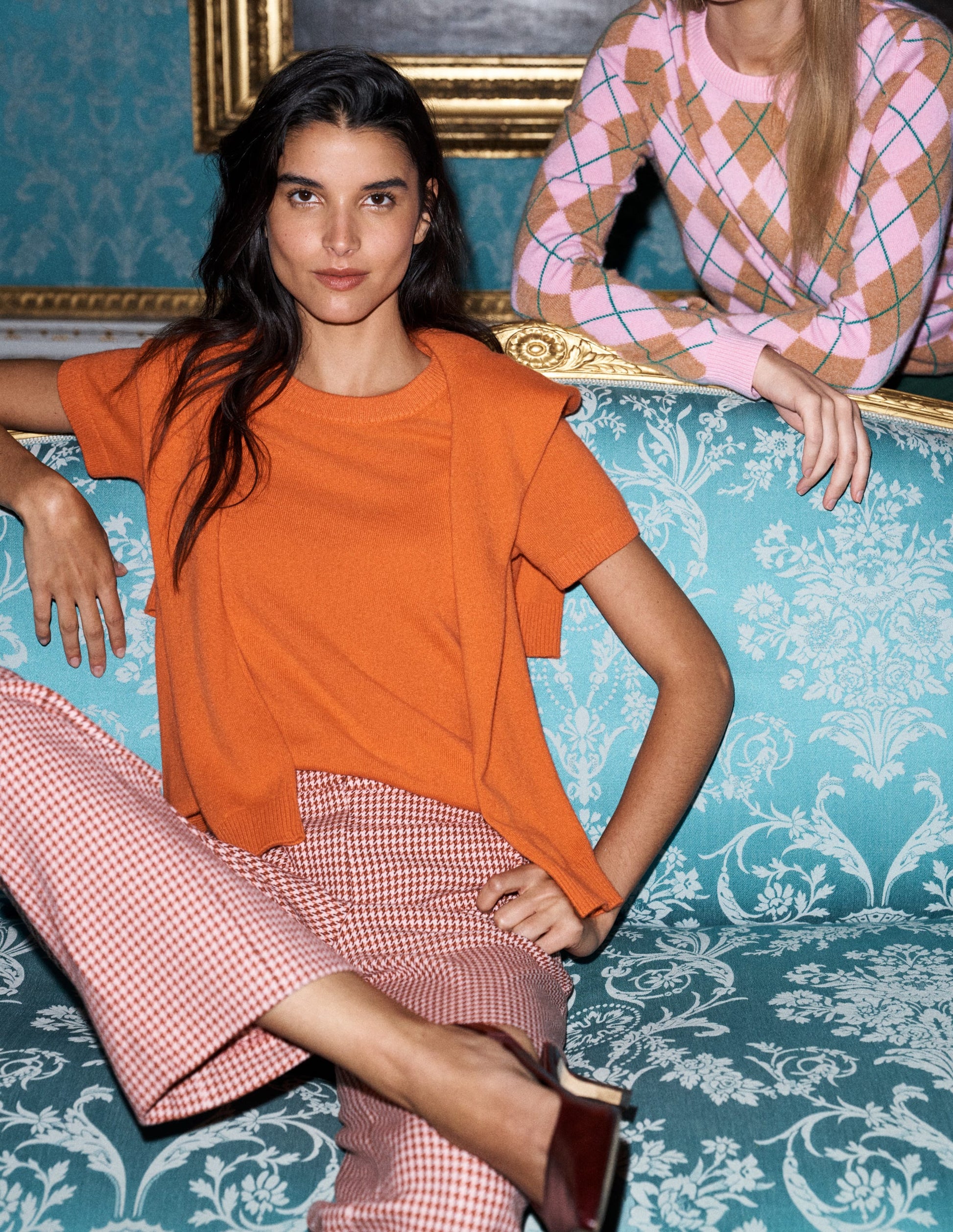 Elsie Cashmere Crew T-shirt-Orange Lily-1