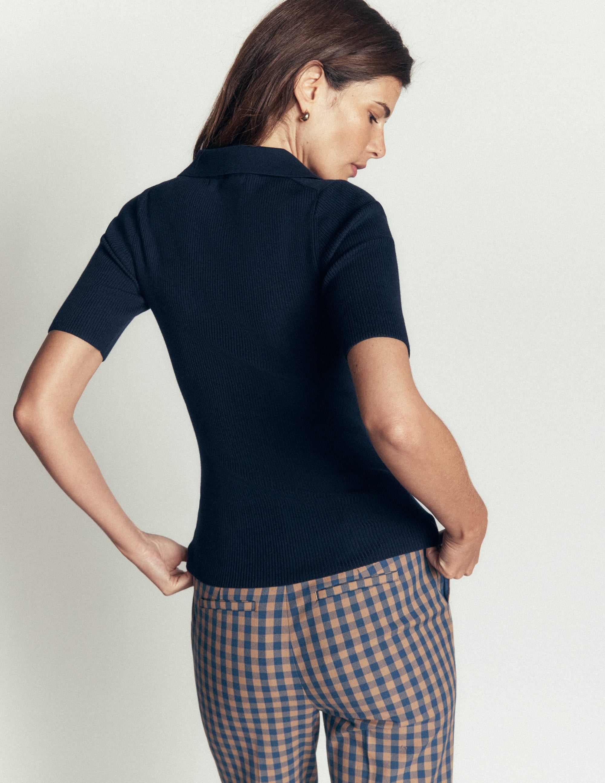 Rhianne Cotton Rib Jumper-Navy - Image 2