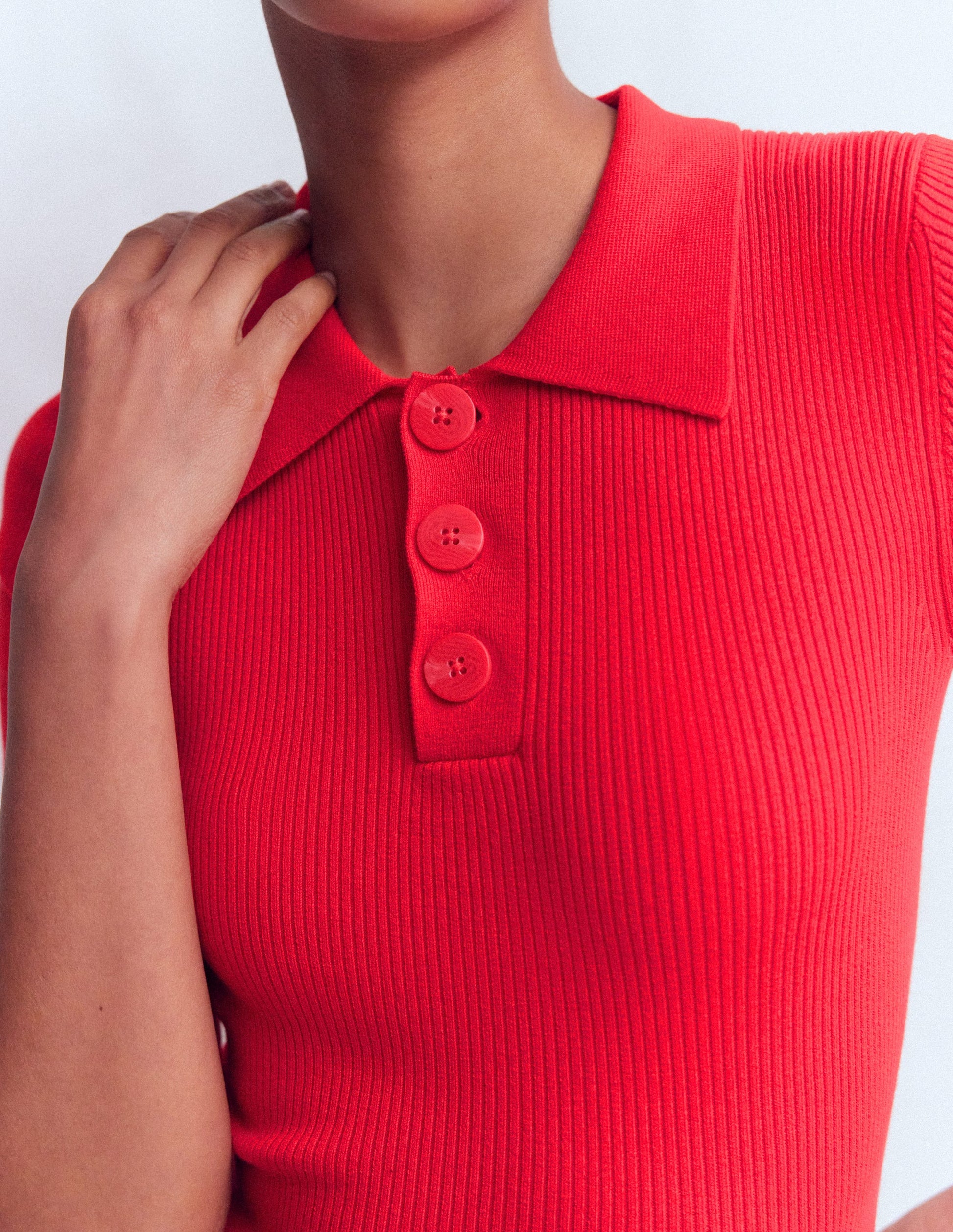 Rhianne Cotton Rib Jumper-Poppy Red-4
