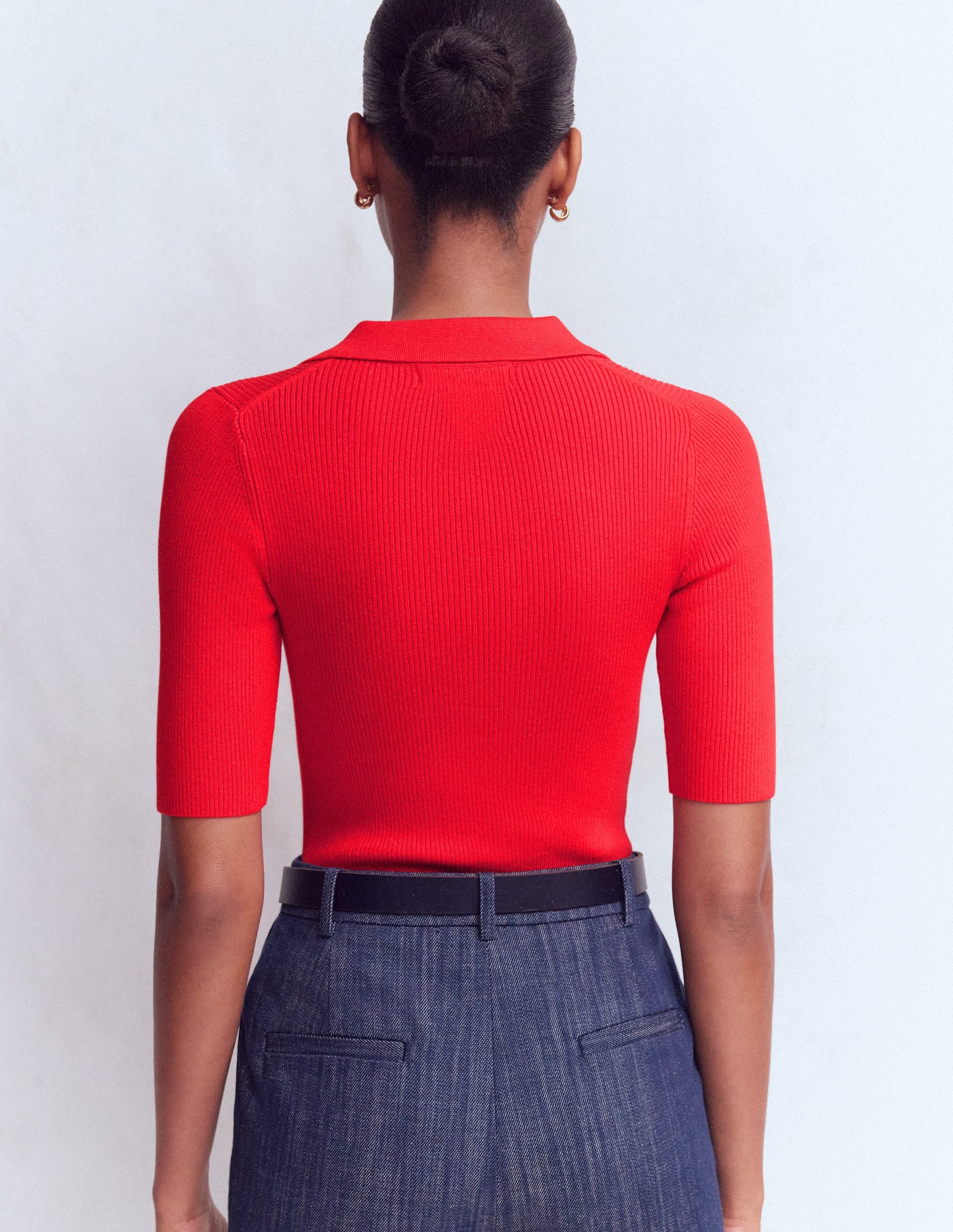 Rhianne Cotton Rib Jumper-Poppy Red - Image 4