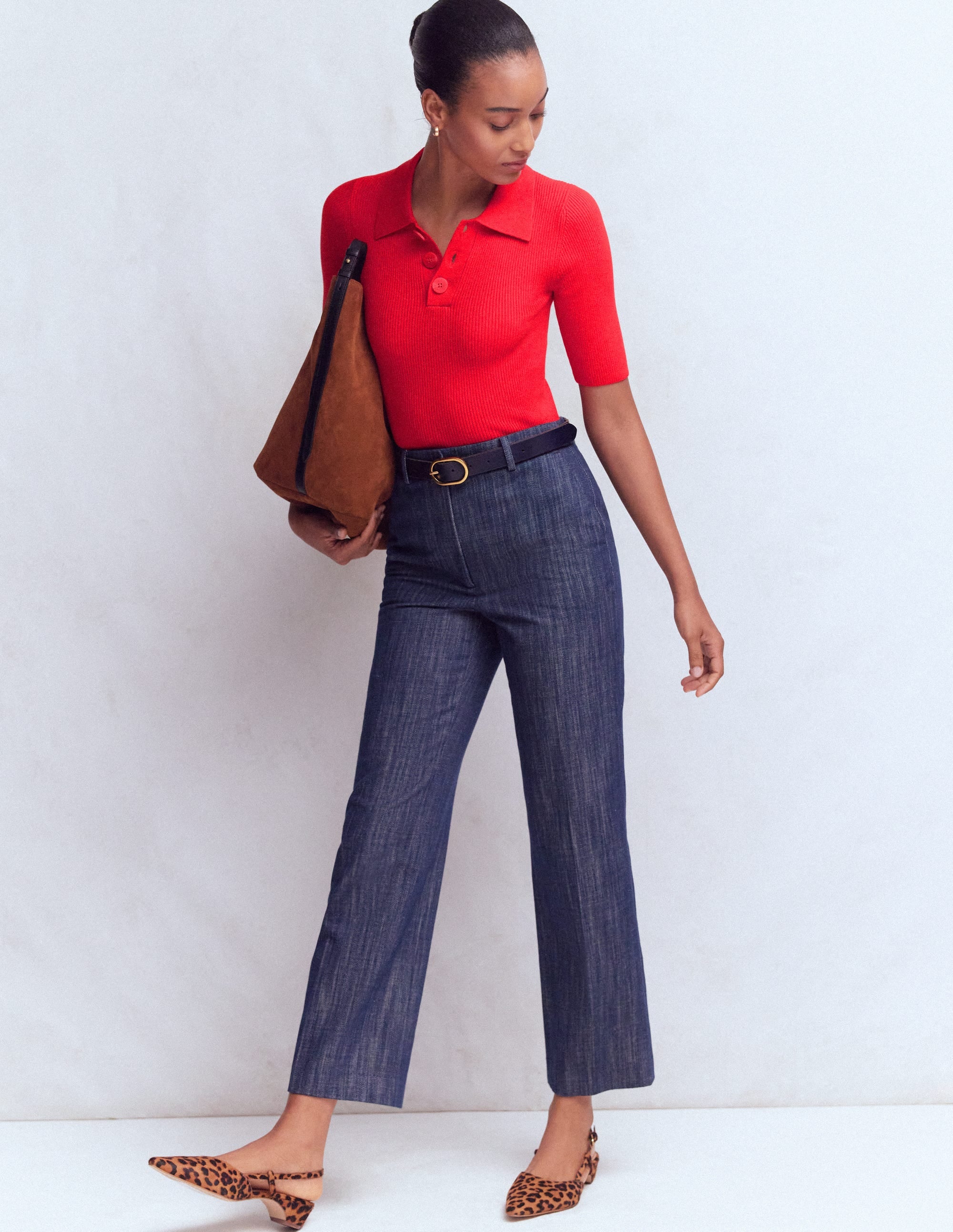 Rhianne Cotton Rib Jumper-Poppy Red - Image 5