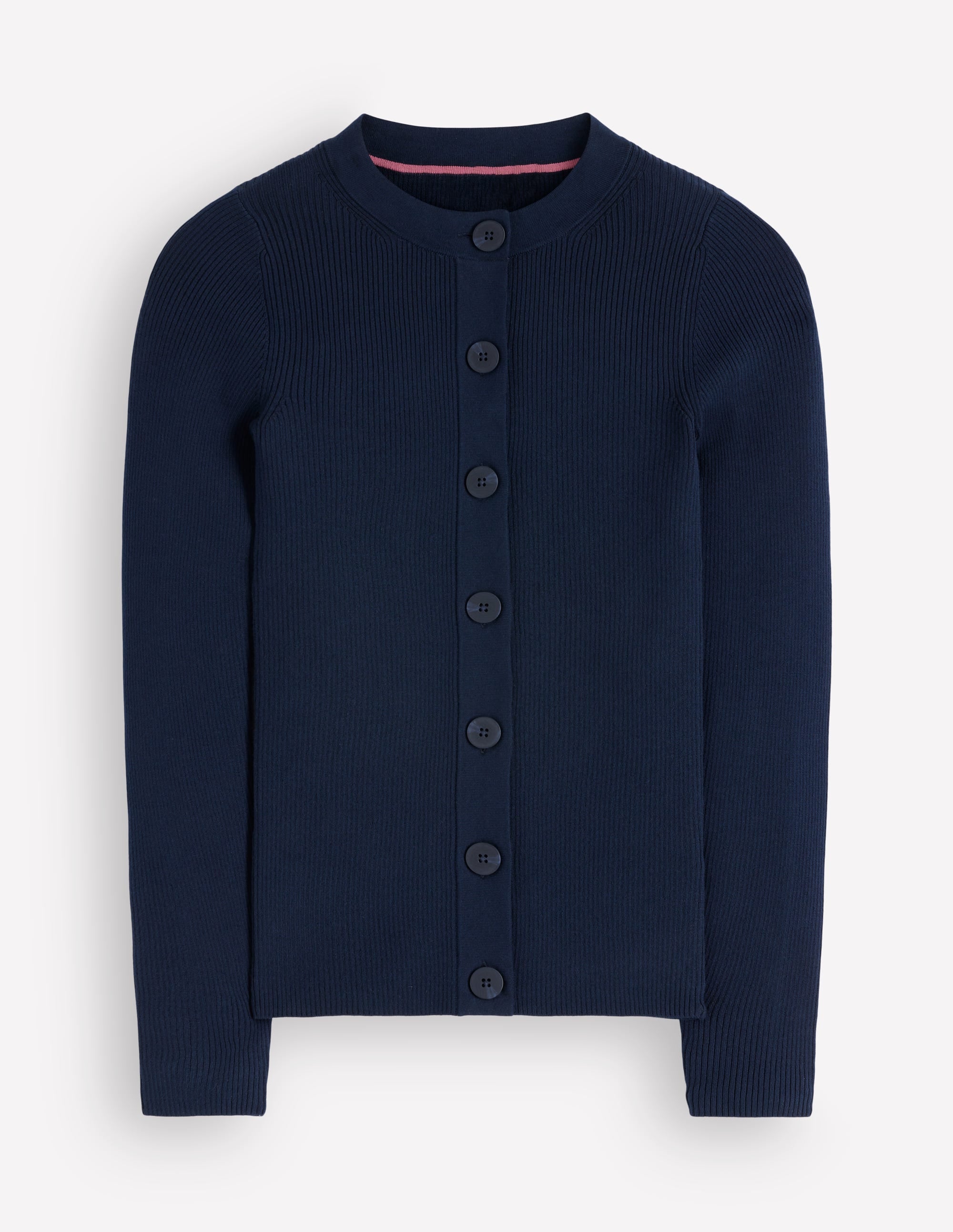 Rhianne Cotton Rib Cardigan-Navy - Image 6