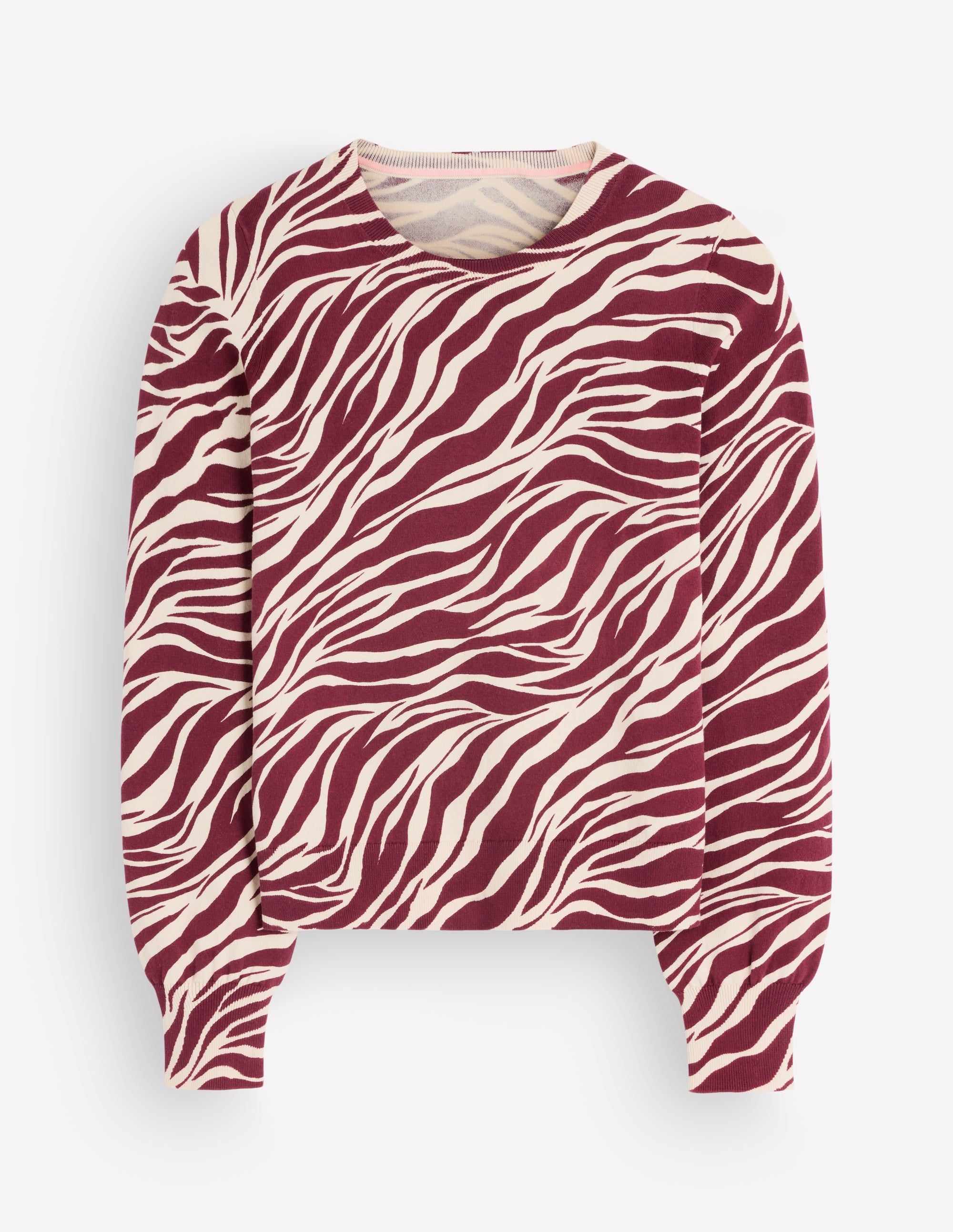 Camilla Cotton Crew Sweater-Chestnut, Zebra Swirl - Image 5