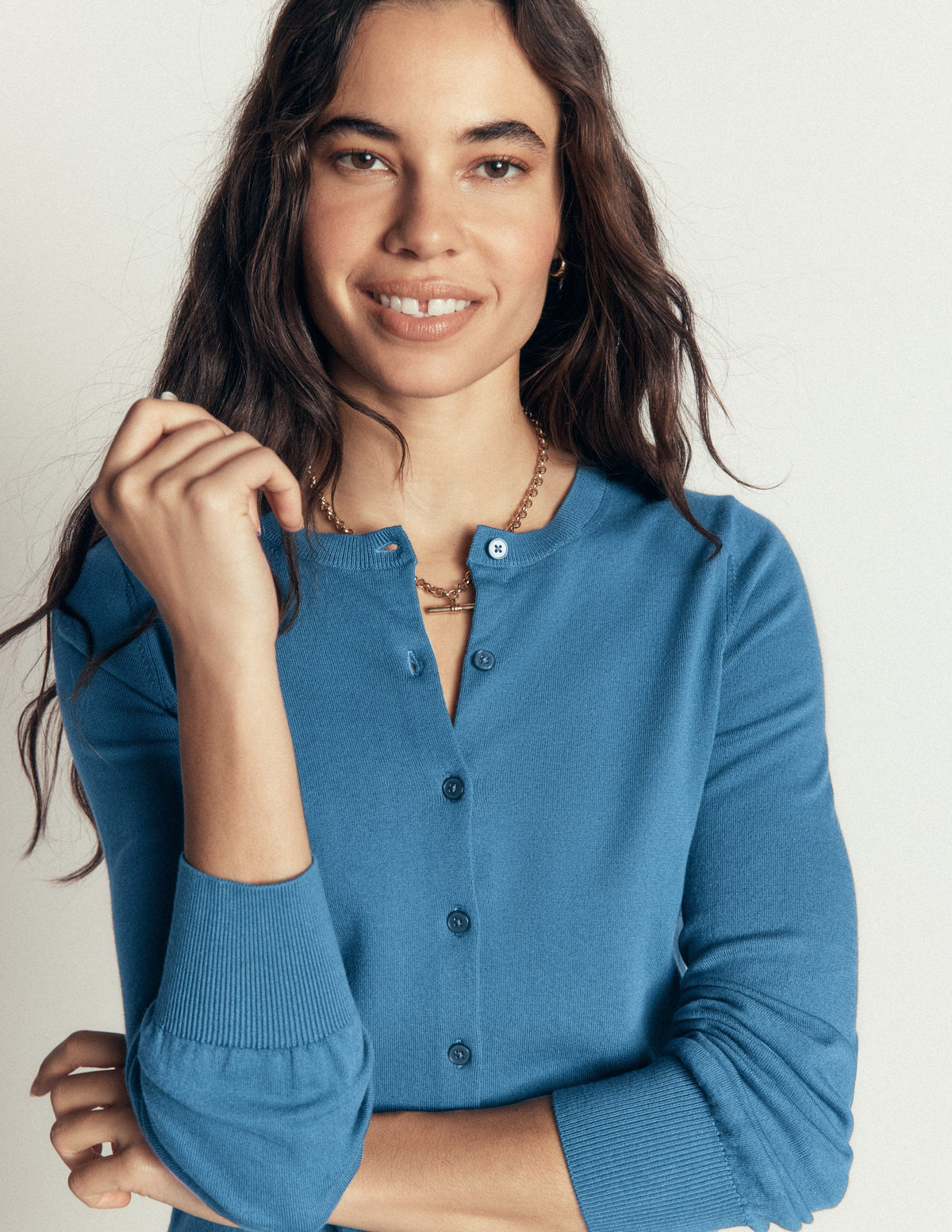 Camilla Cotton Crew Cardigan-Storm Blue-1