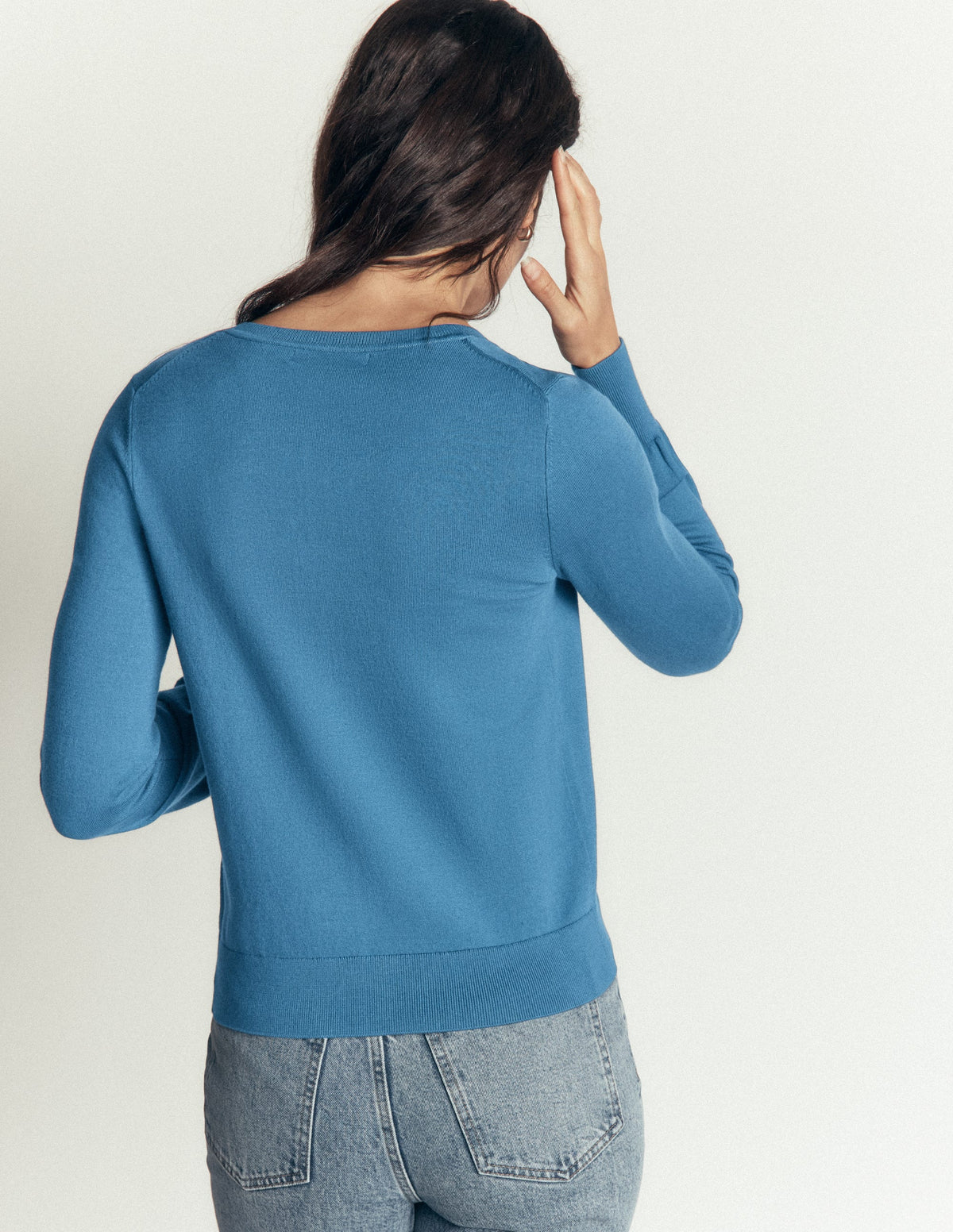 Camilla Cotton Crew Cardigan-Storm Blue-2