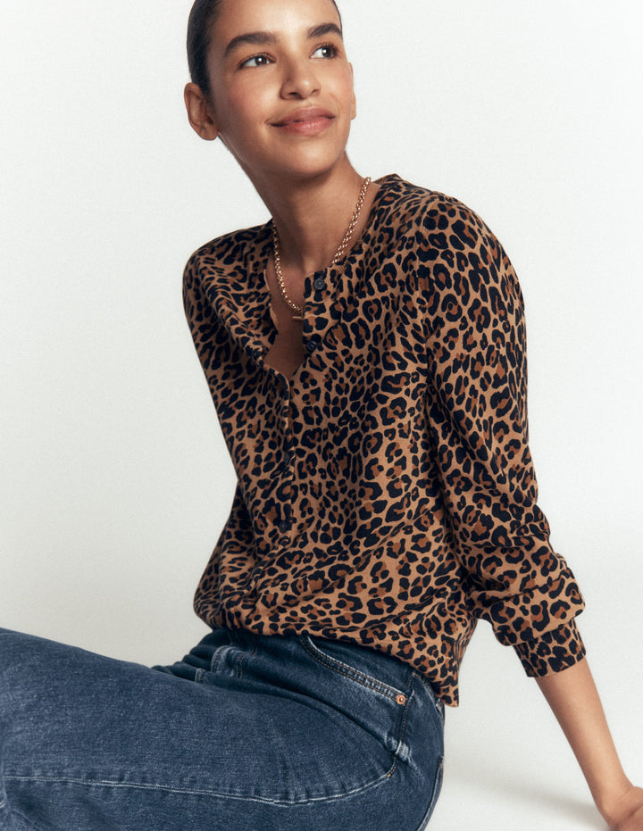 Camilla Cotton Crew Cardigan-Camel, Animal Fields