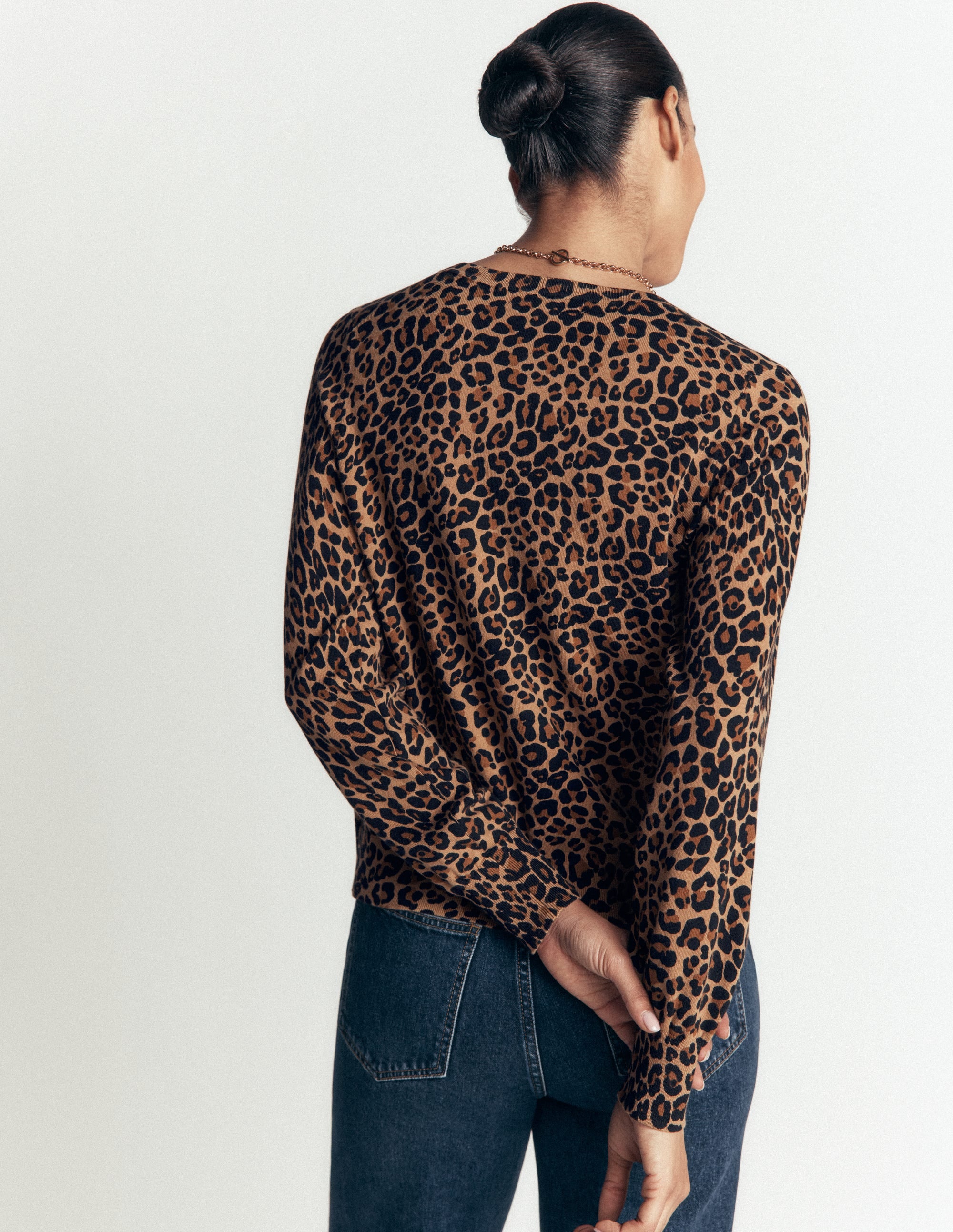 Camilla Cotton Crew Cardigan-Camel, Animal Fields - Image 2