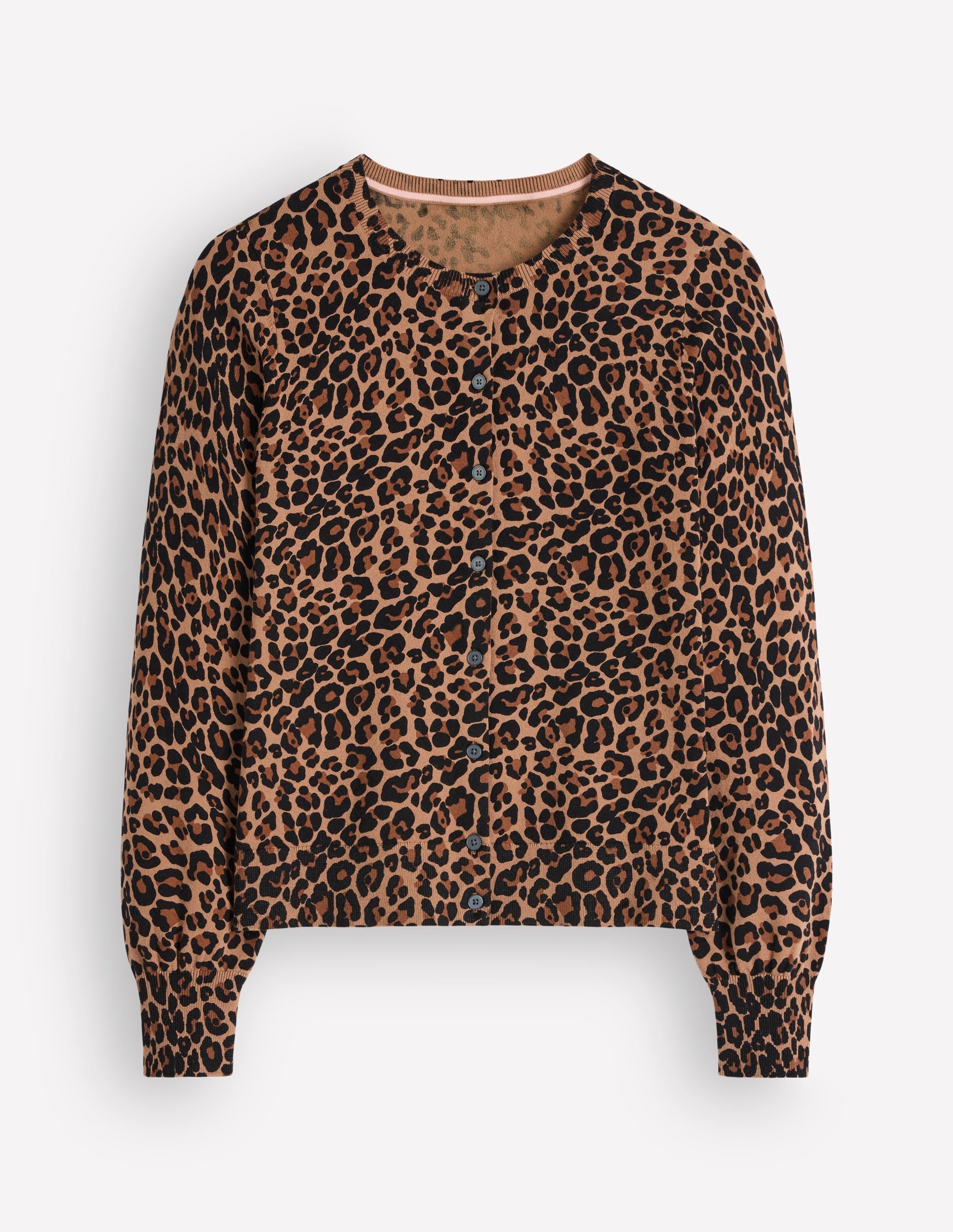 Camilla Cotton Crew Cardigan - Camel, Animal Fields | Boden USA