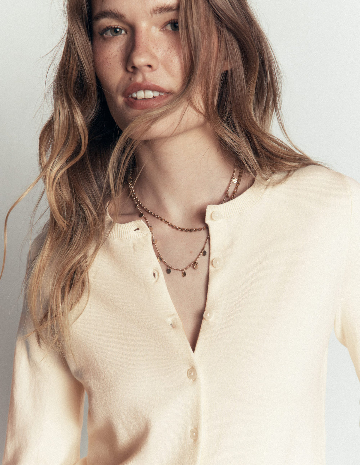 Camilla Cotton Crew Cardigan-Ivory-2