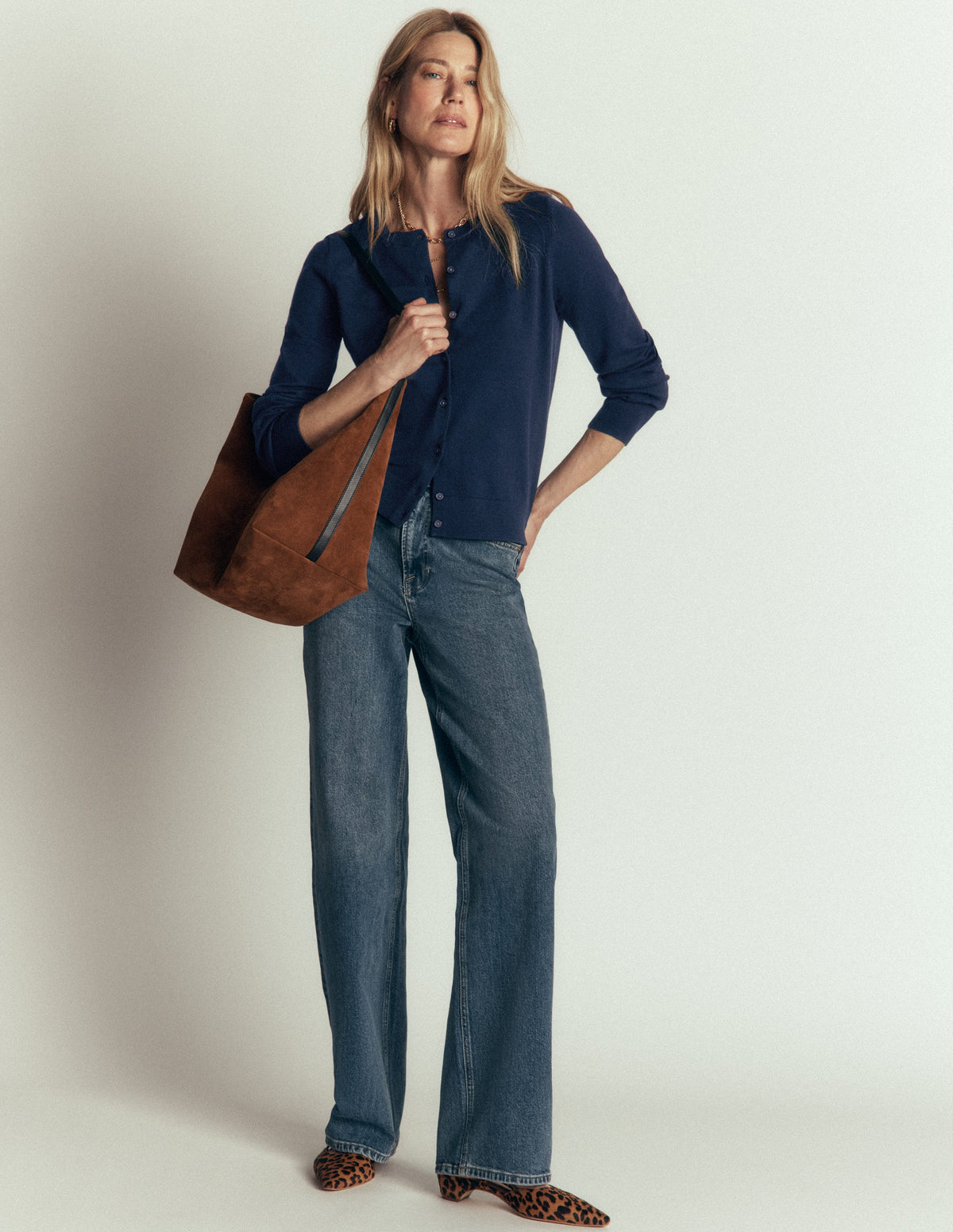 Camilla Cotton Crew Cardigan-Navy - Image 1