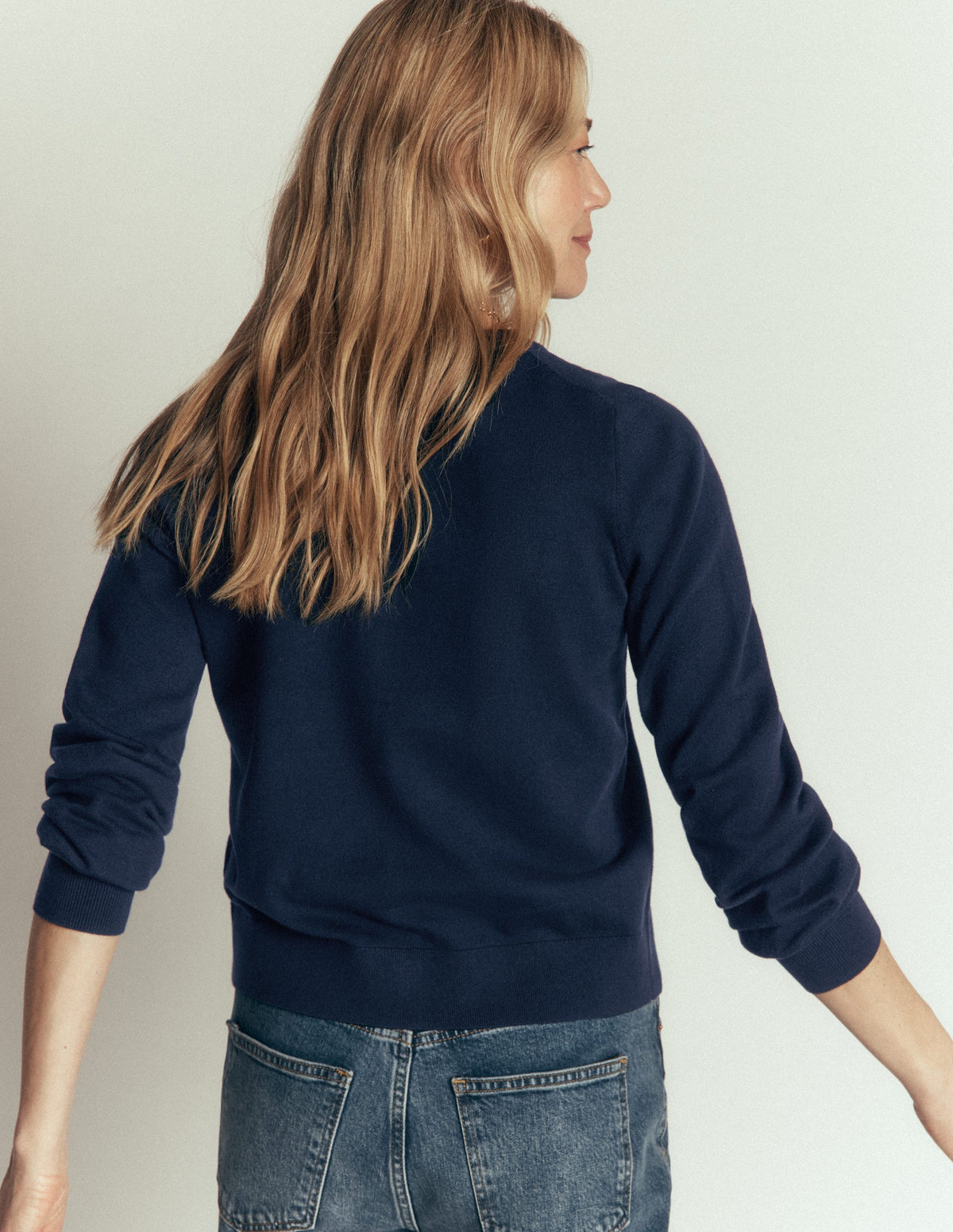 Camilla Cotton Crew Cardigan-Navy - Image 3