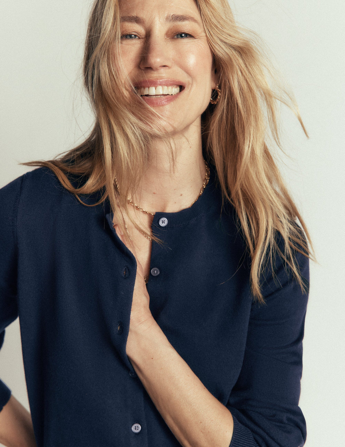 Camilla Cotton Crew Cardigan-Navy - Image 6