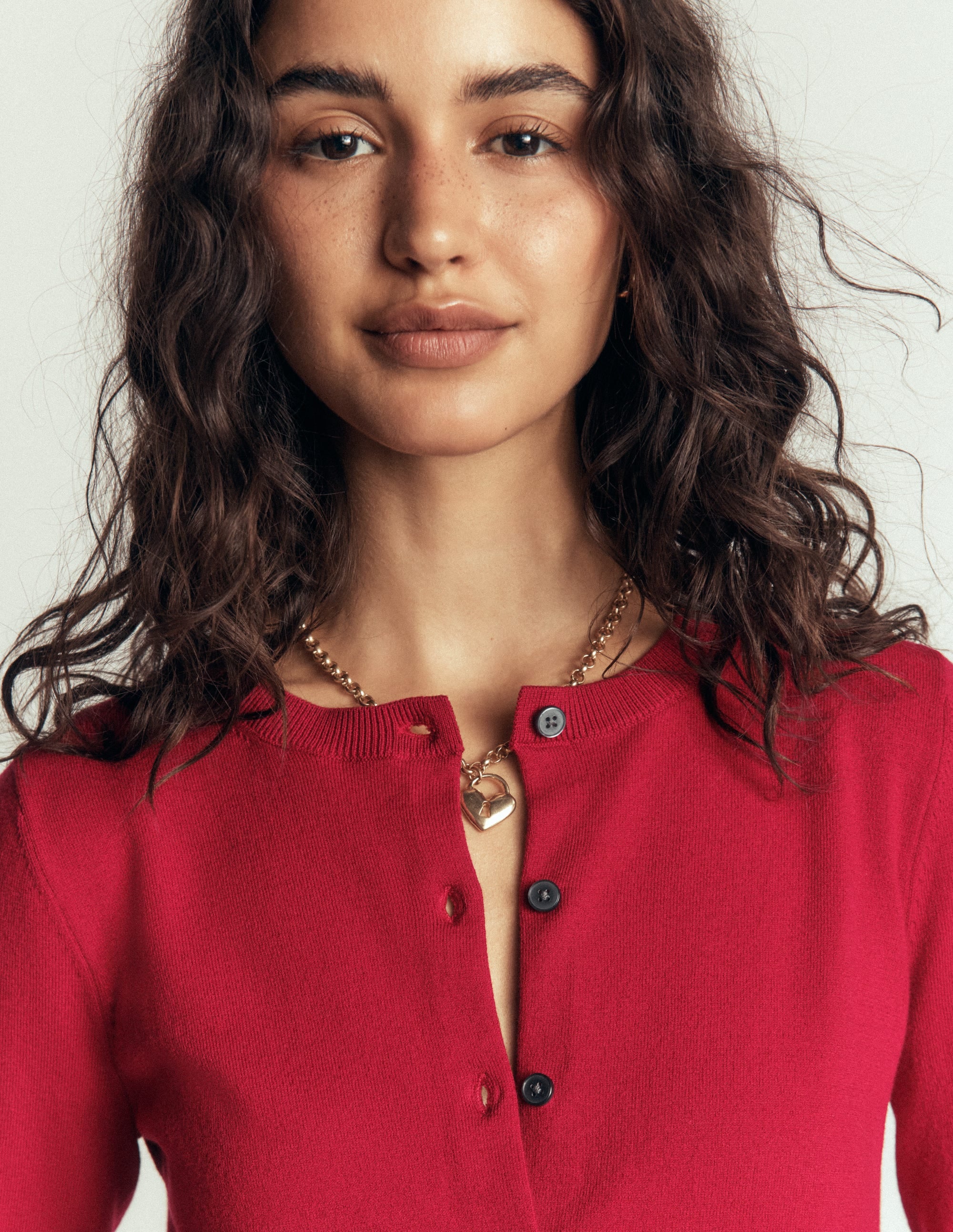 Camilla Cotton Crew Cardigan-Crimson Red - Image 4