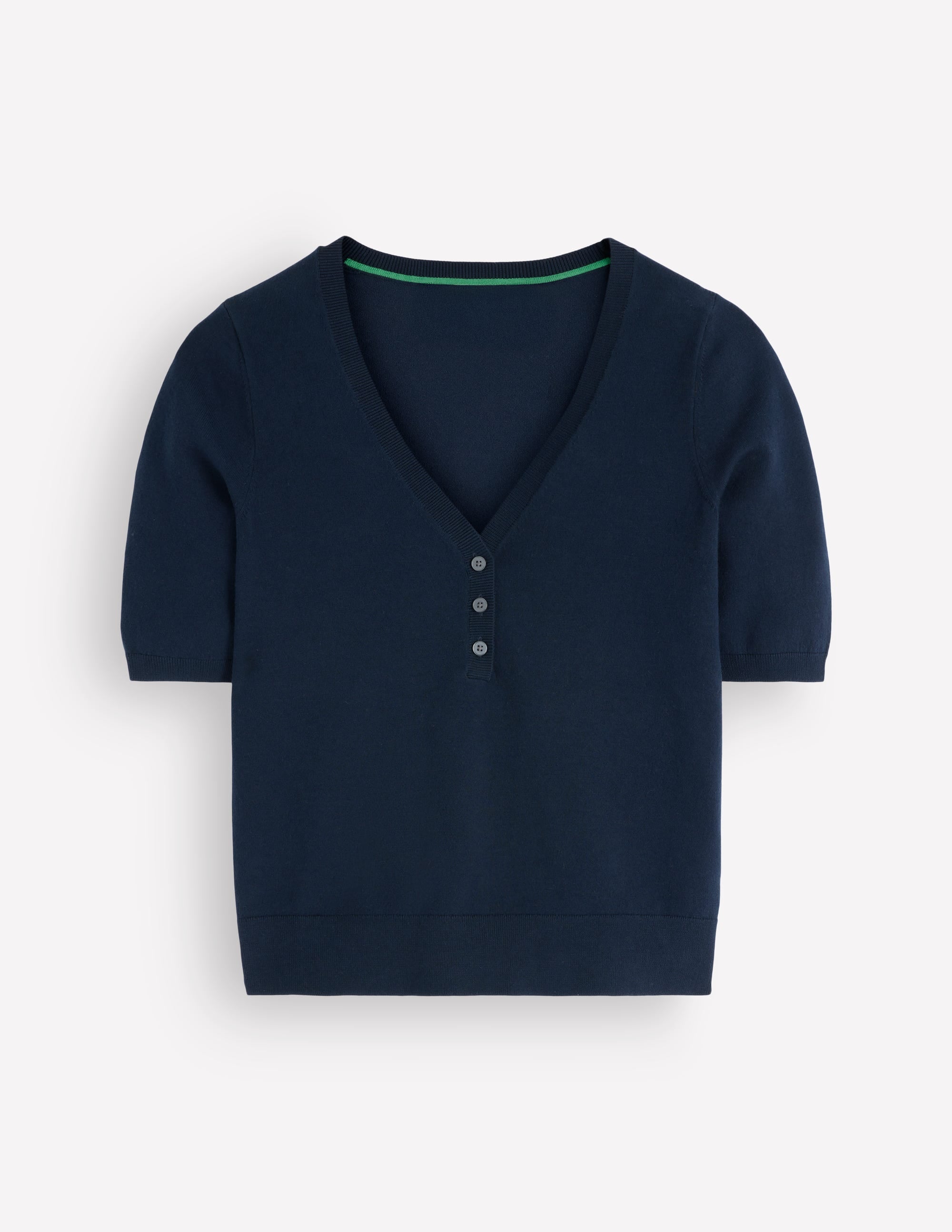 Camilla Cotton V-neck T-shirt-Navy - Image 7