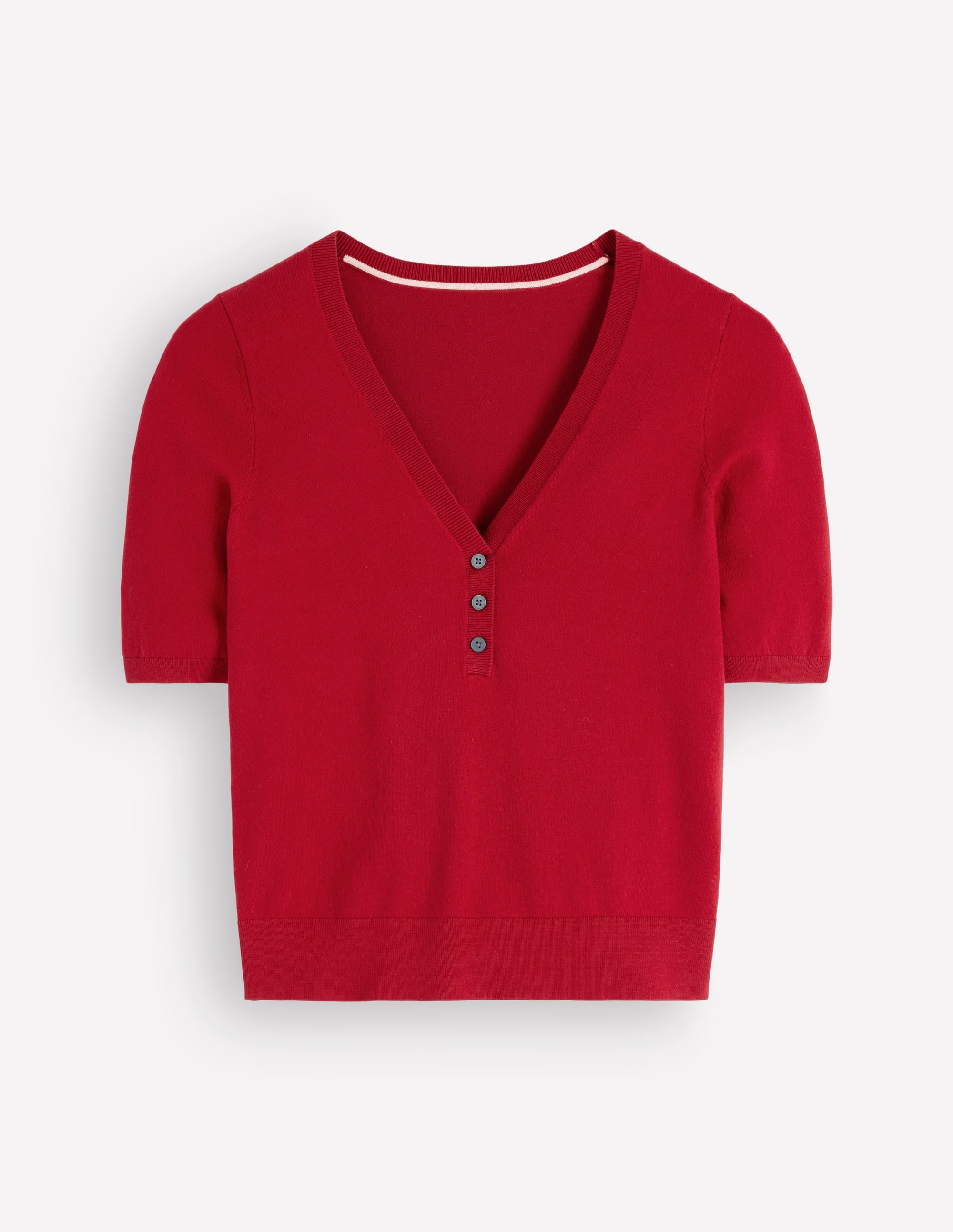 Camilla Cotton V-neck T-shirt-Crimson Red - Image 4