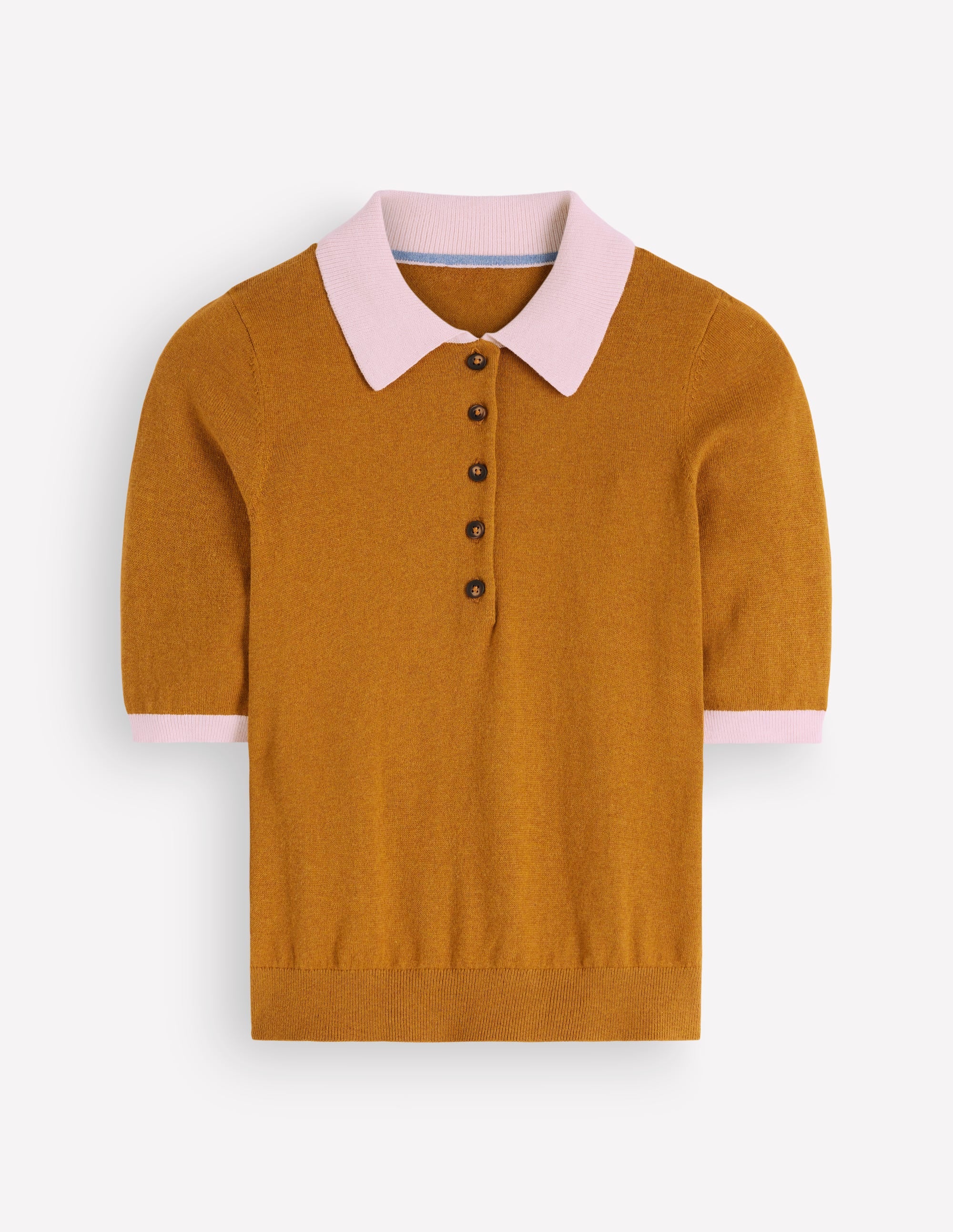 Collared Knitted T-shirt-Toffee Brown - Image 5