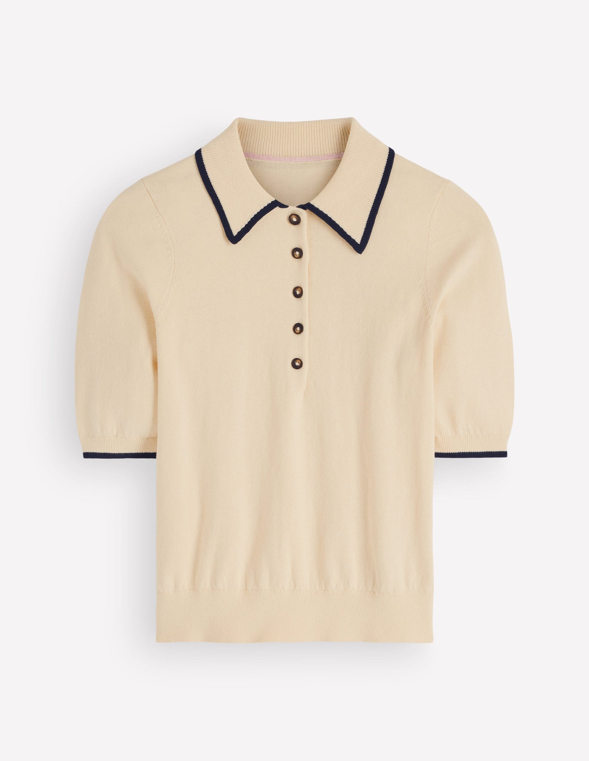 Collared Knitted T-shirt-Ivory, Navy-8