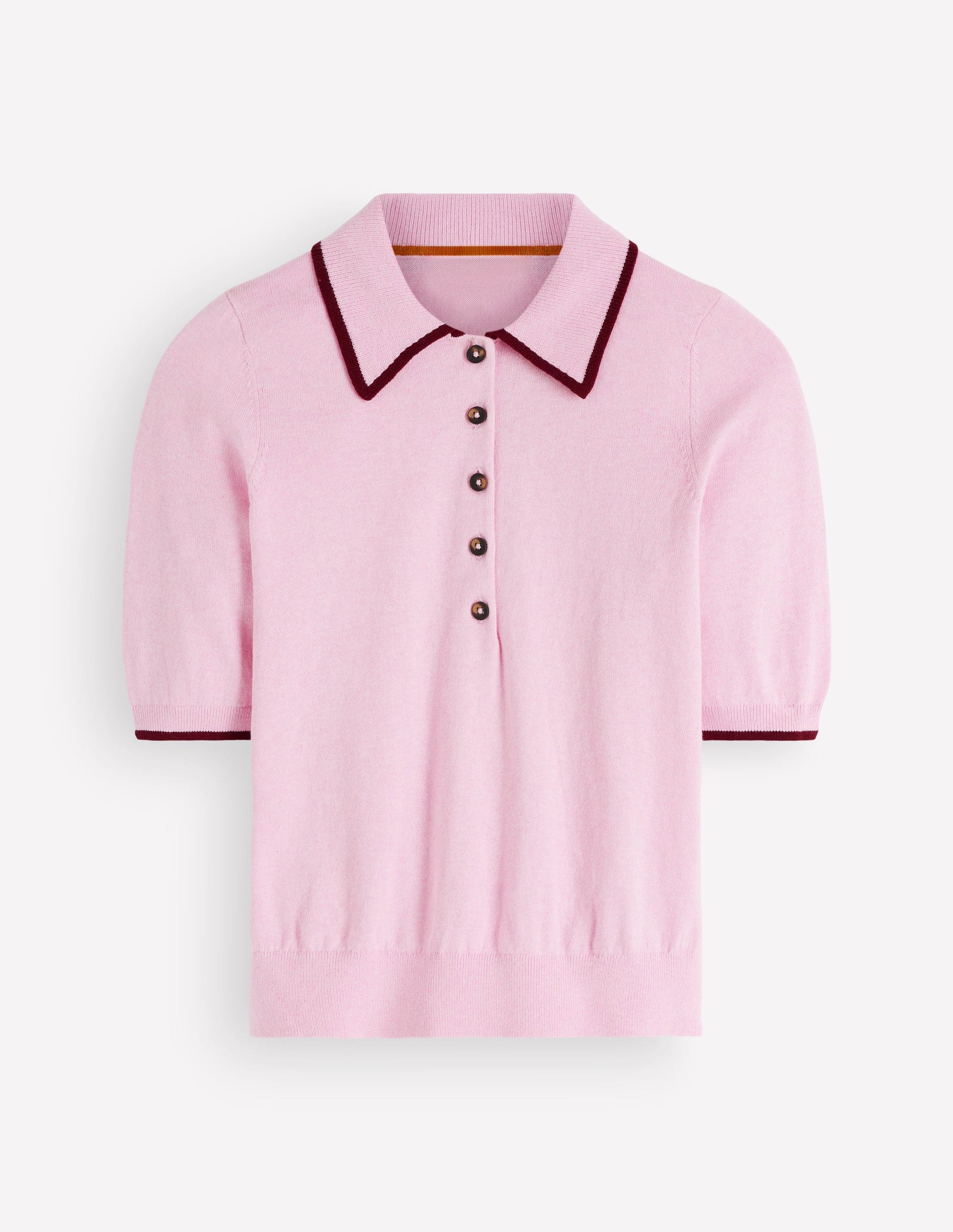 Collared Knitted T-shirt-Sheer Pink-6