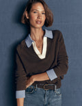 Lucy Cotton Henley Sweater-Bitter Chocolate