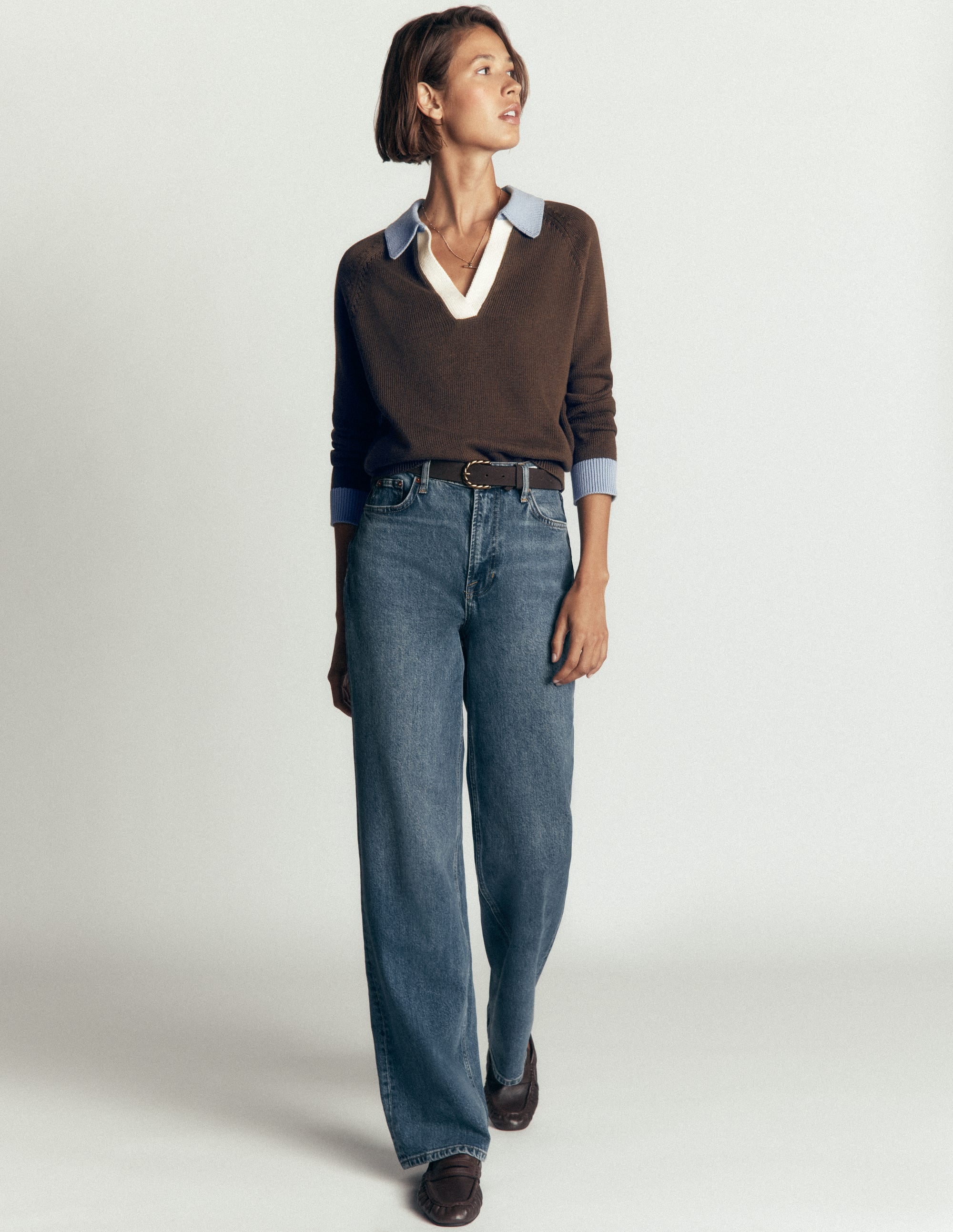 Lucy Cotton Henley Sweater-Bitter Chocolate - Image 4