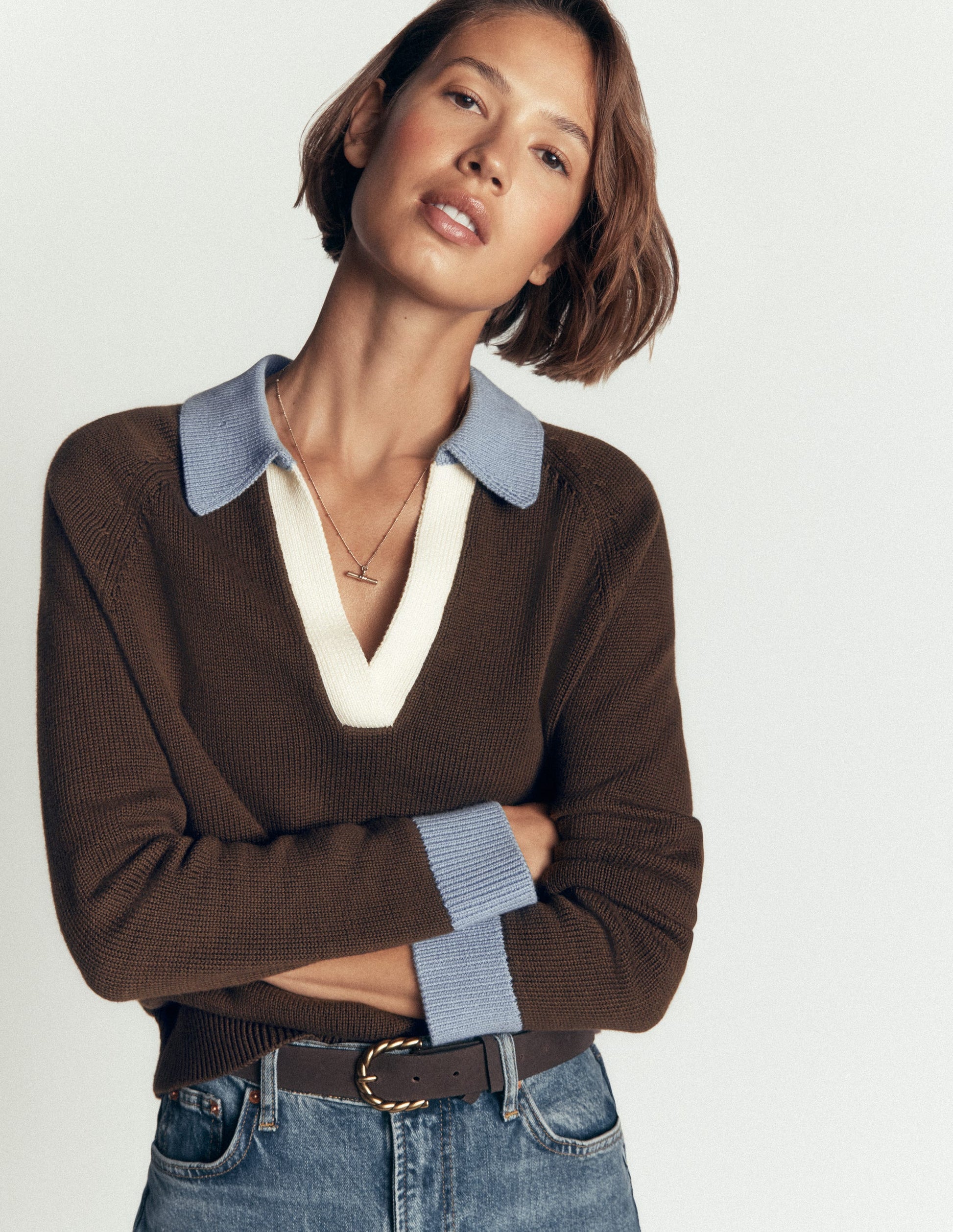 Lucy Cotton Henley Sweater-Bitter Chocolate-5