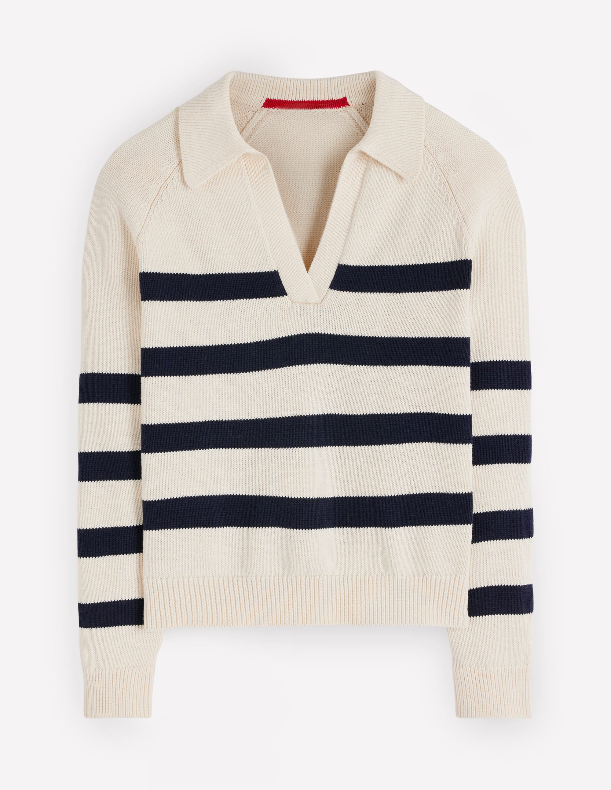 Lucy Cotton Henley Sweater-Ivory, Navy Stripe - Image 6