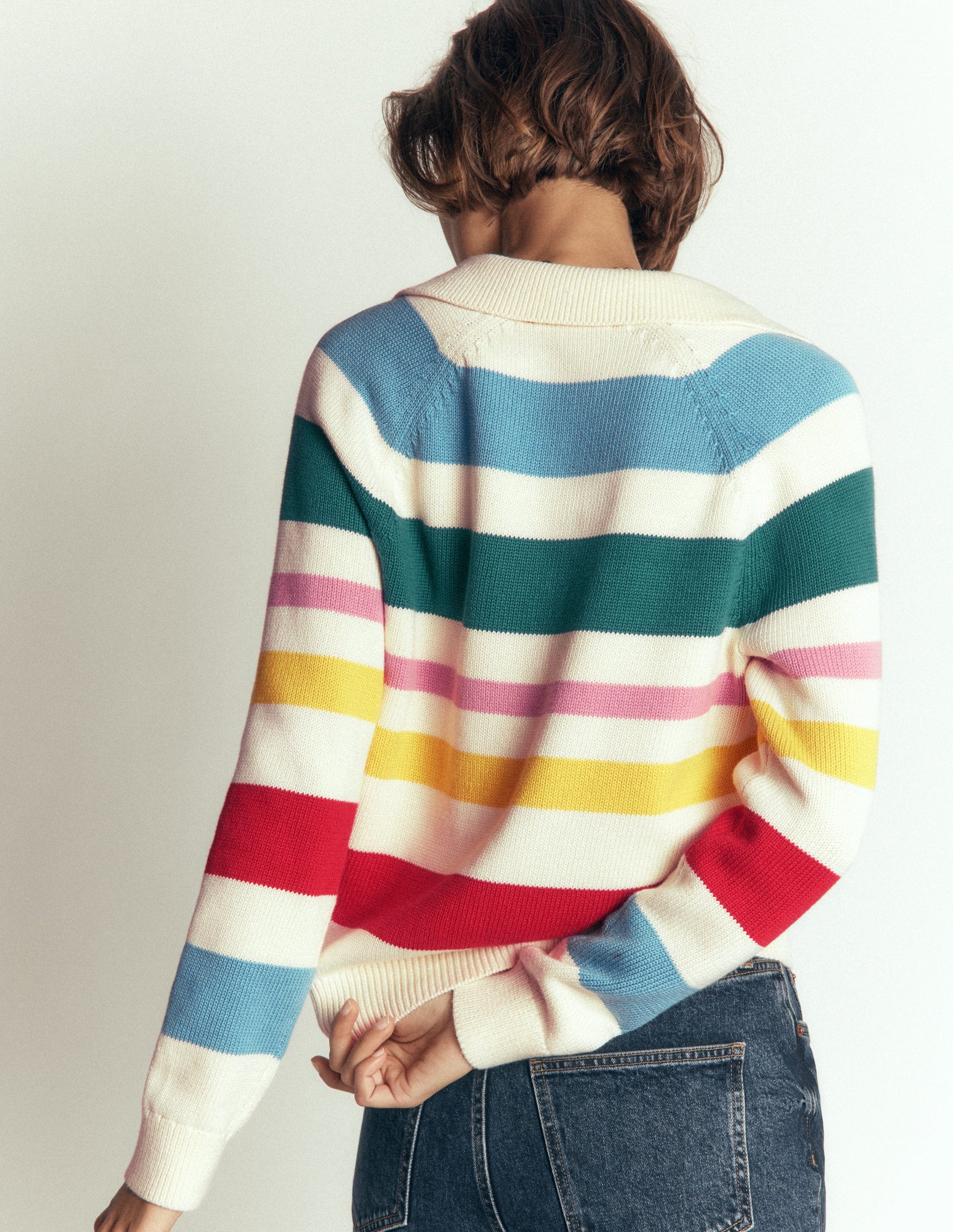 Lucy Cotton Henley Sweater-Multi Stripe-5