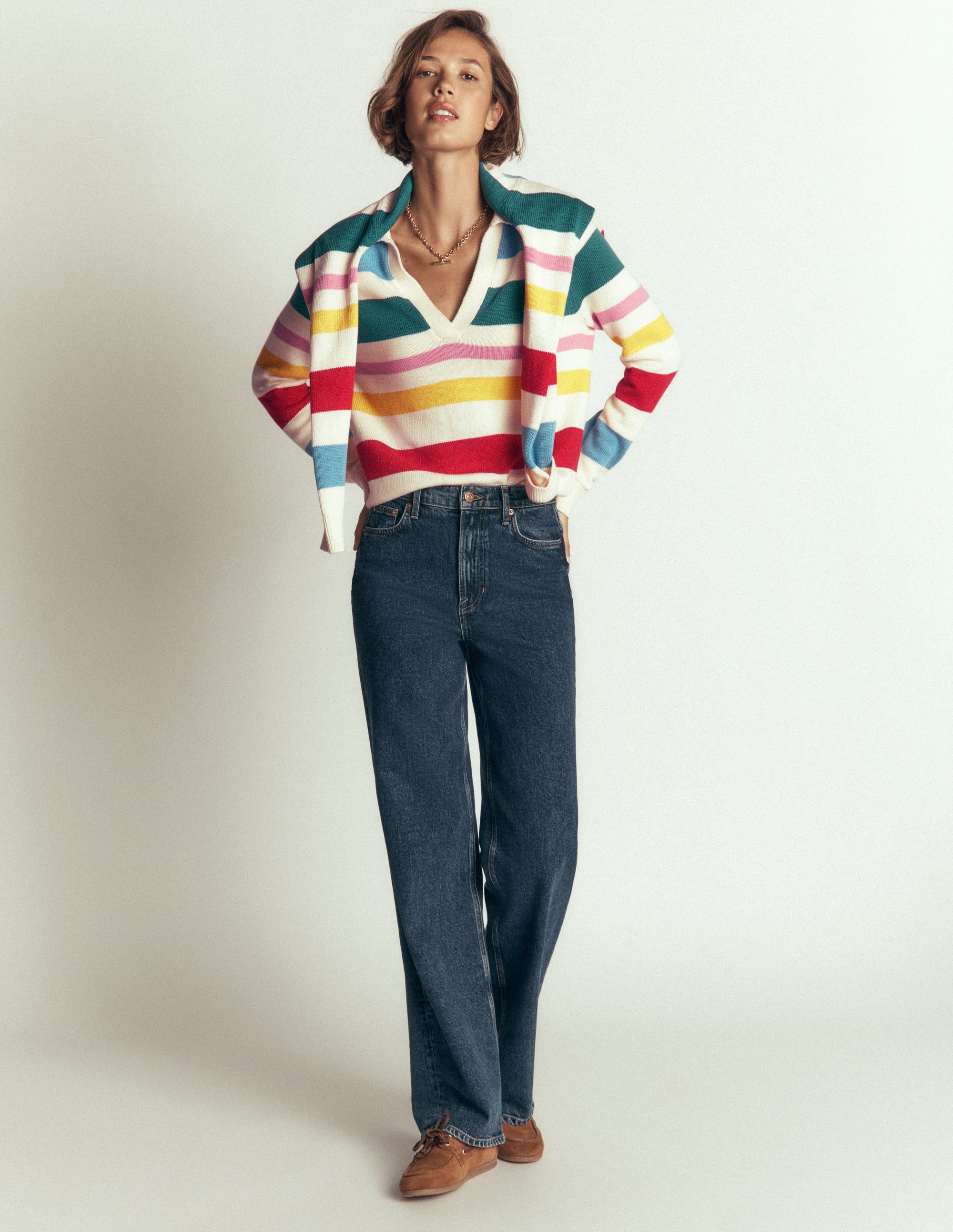 Lucy Cotton Henley Sweater-Multi Stripe - Image 5