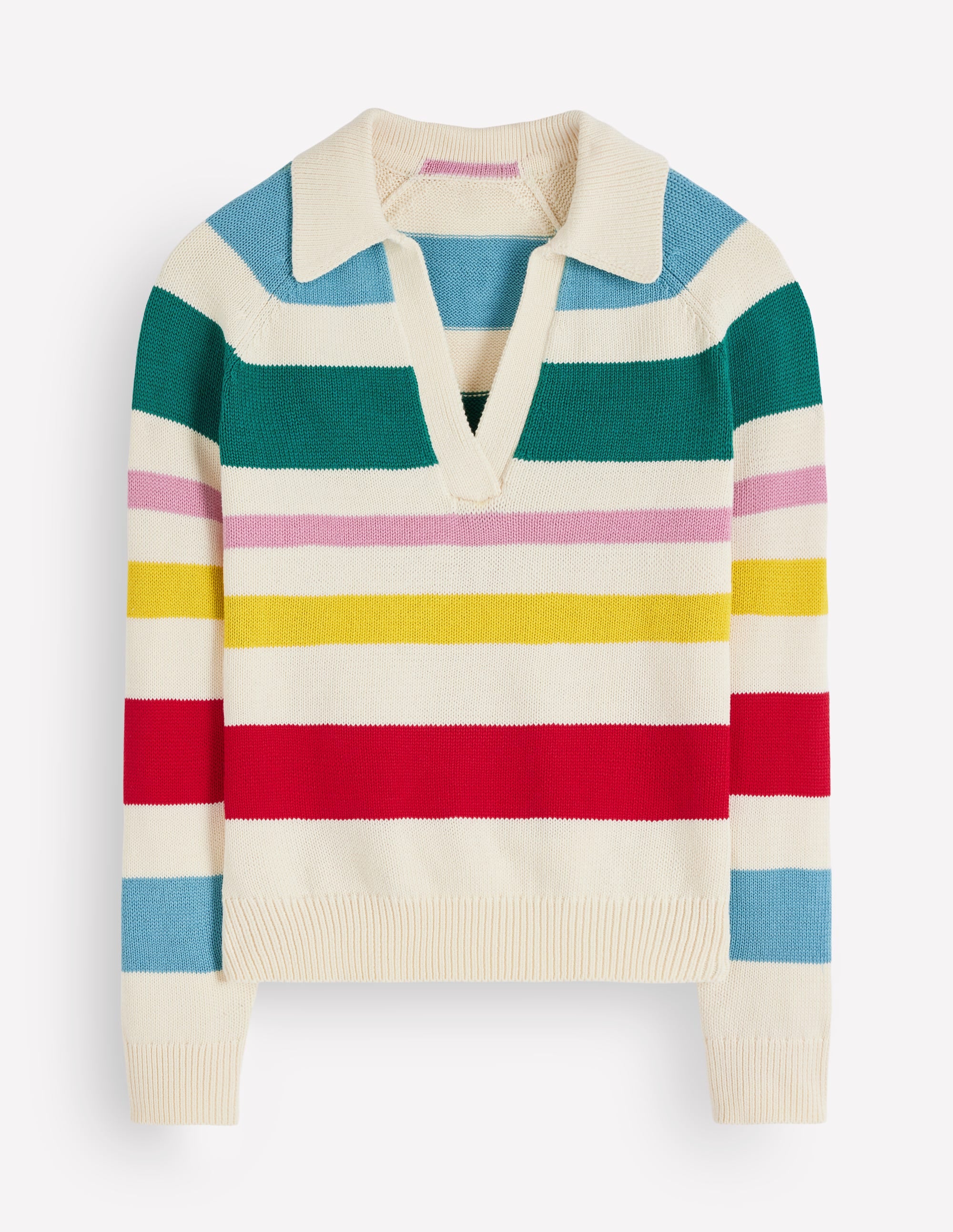 Lucy Cotton Henley Sweater-Multi Stripe - Image 7