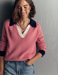 Lucy Cotton Henley Sweater-Forminca Pink