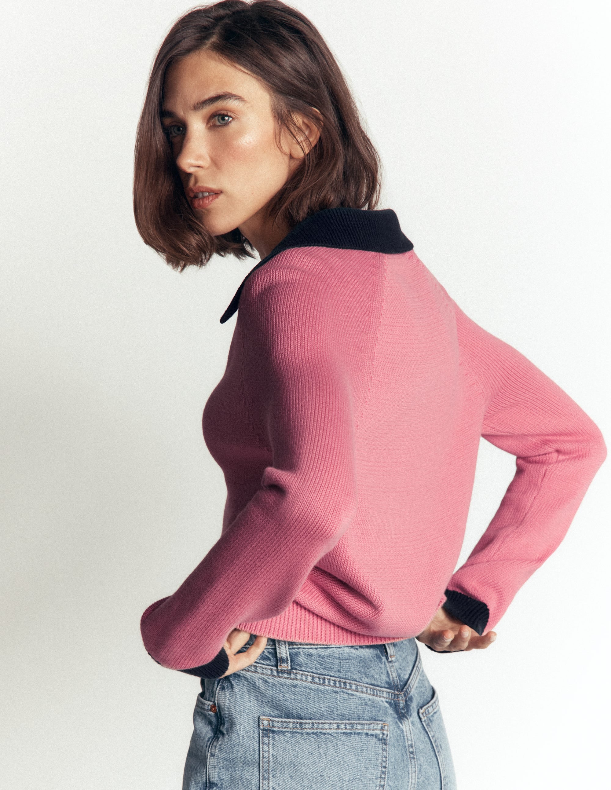 Lucy Cotton Henley Sweater-Forminca Pink - Image 3