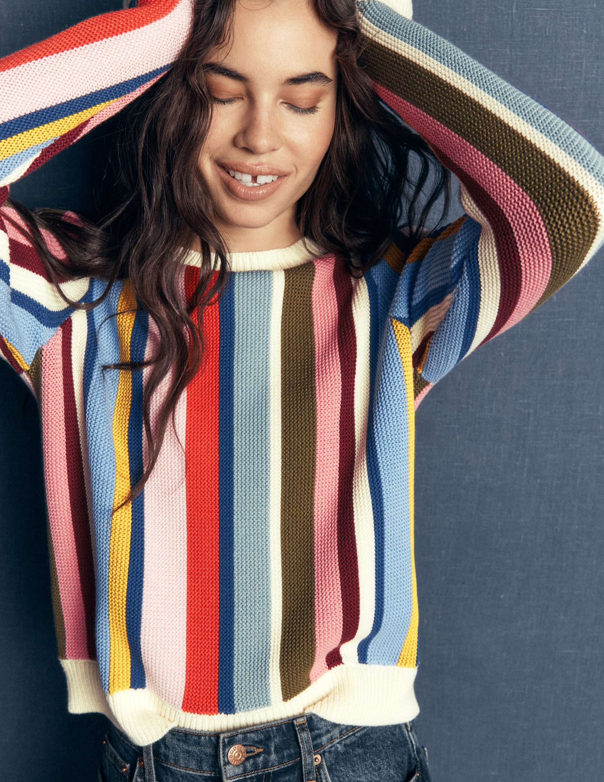 Textured Stitch Jumper-Multi Stripe - Image 6
