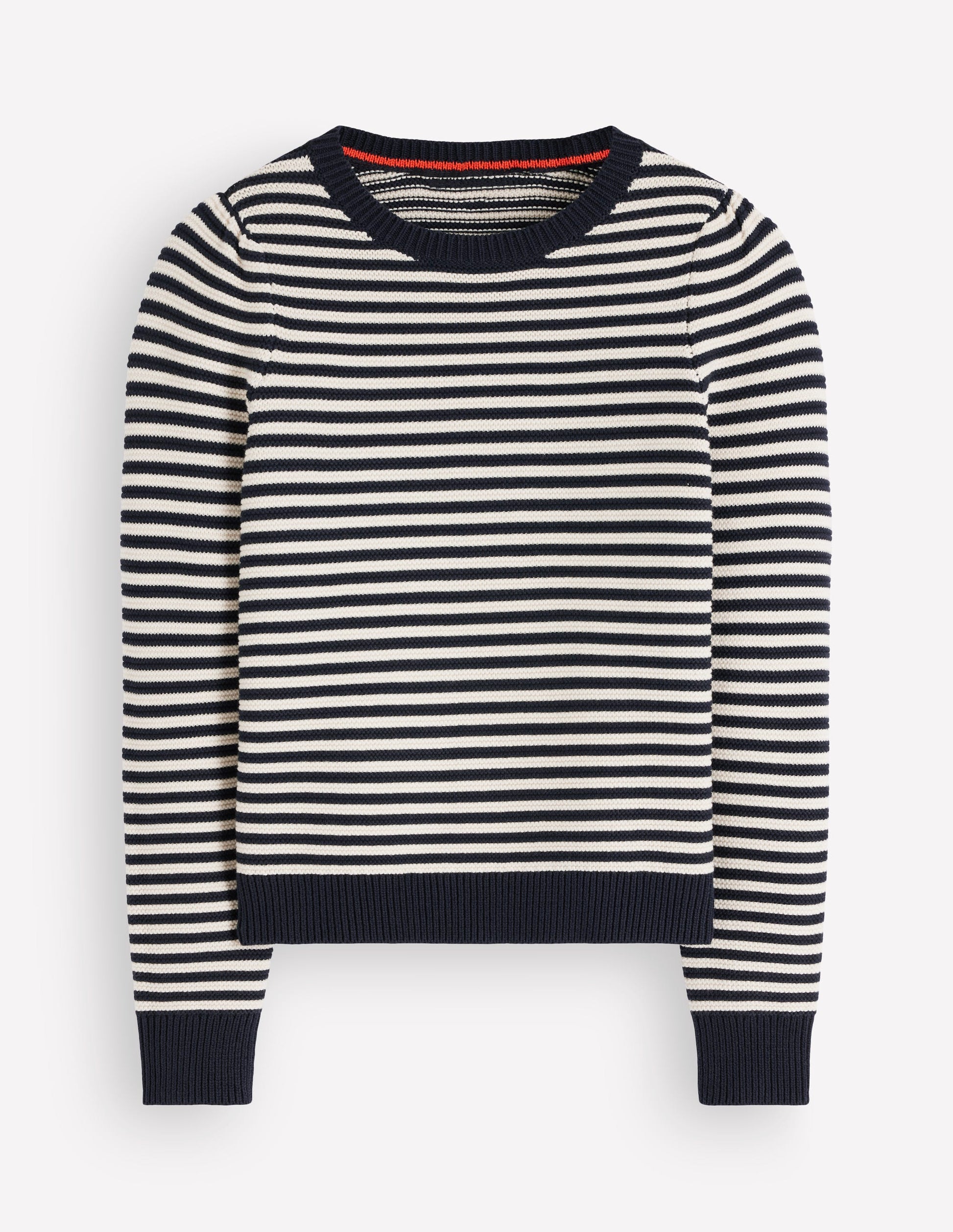 Textured Stitch Jumper-Navy, Ivory-7