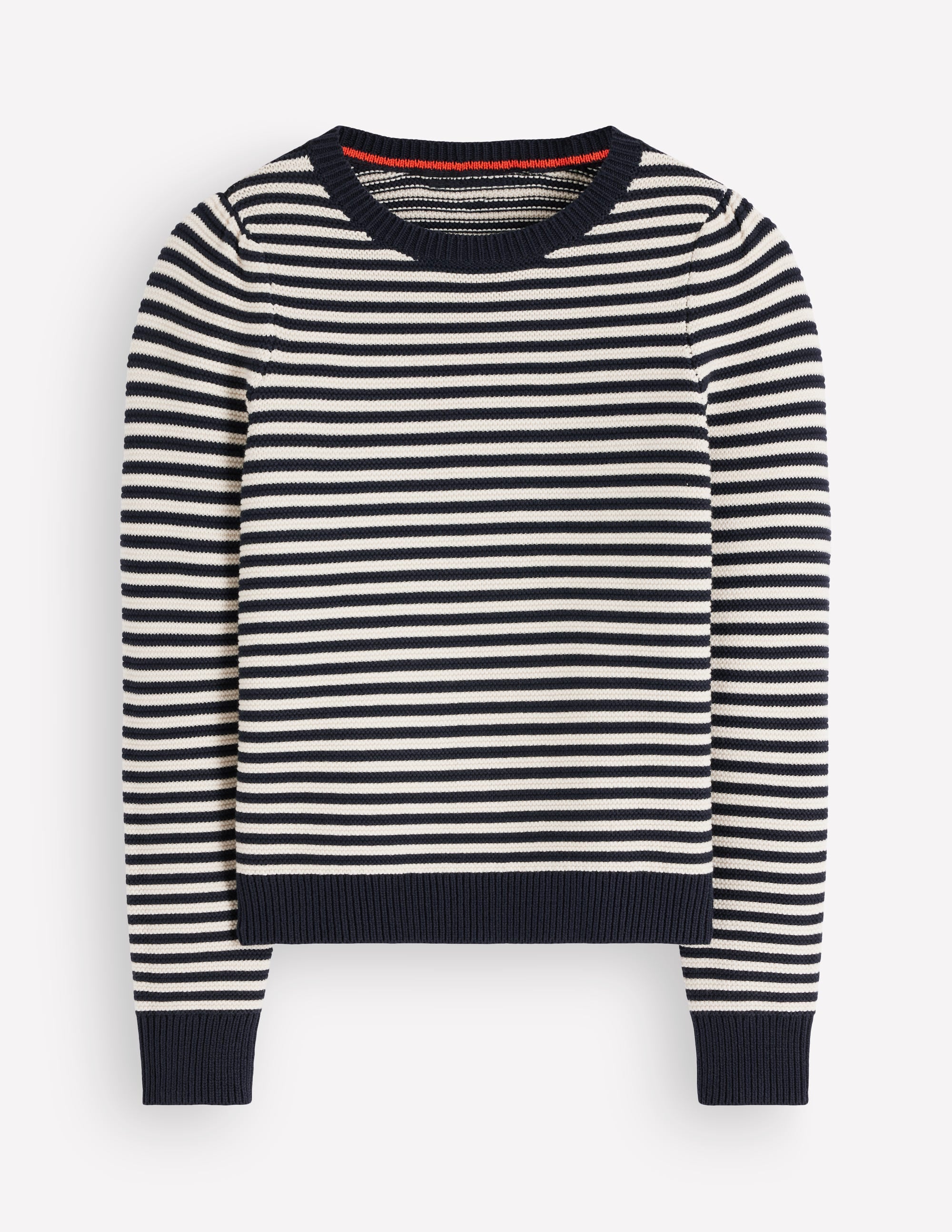 Textured Stitch Jumper-Navy, Ivory - Image 7