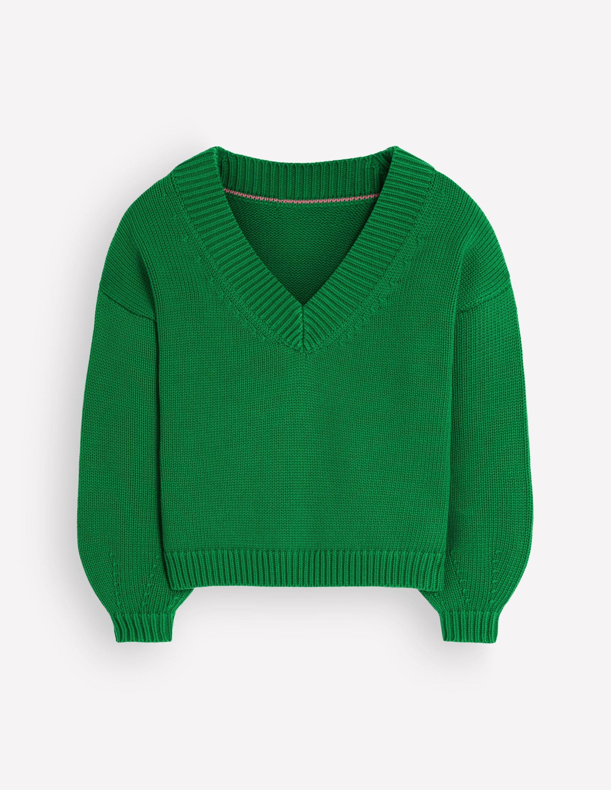 Lucy Cotton V-neck Sweater-Highland Green-7